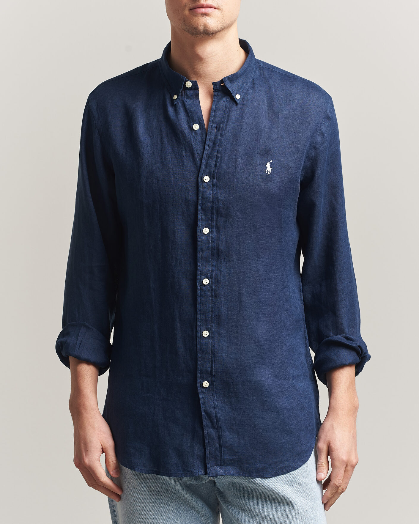 Heren | Overhemden | Polo Ralph Lauren | Slim Fit Linen Shirt Newport Navy