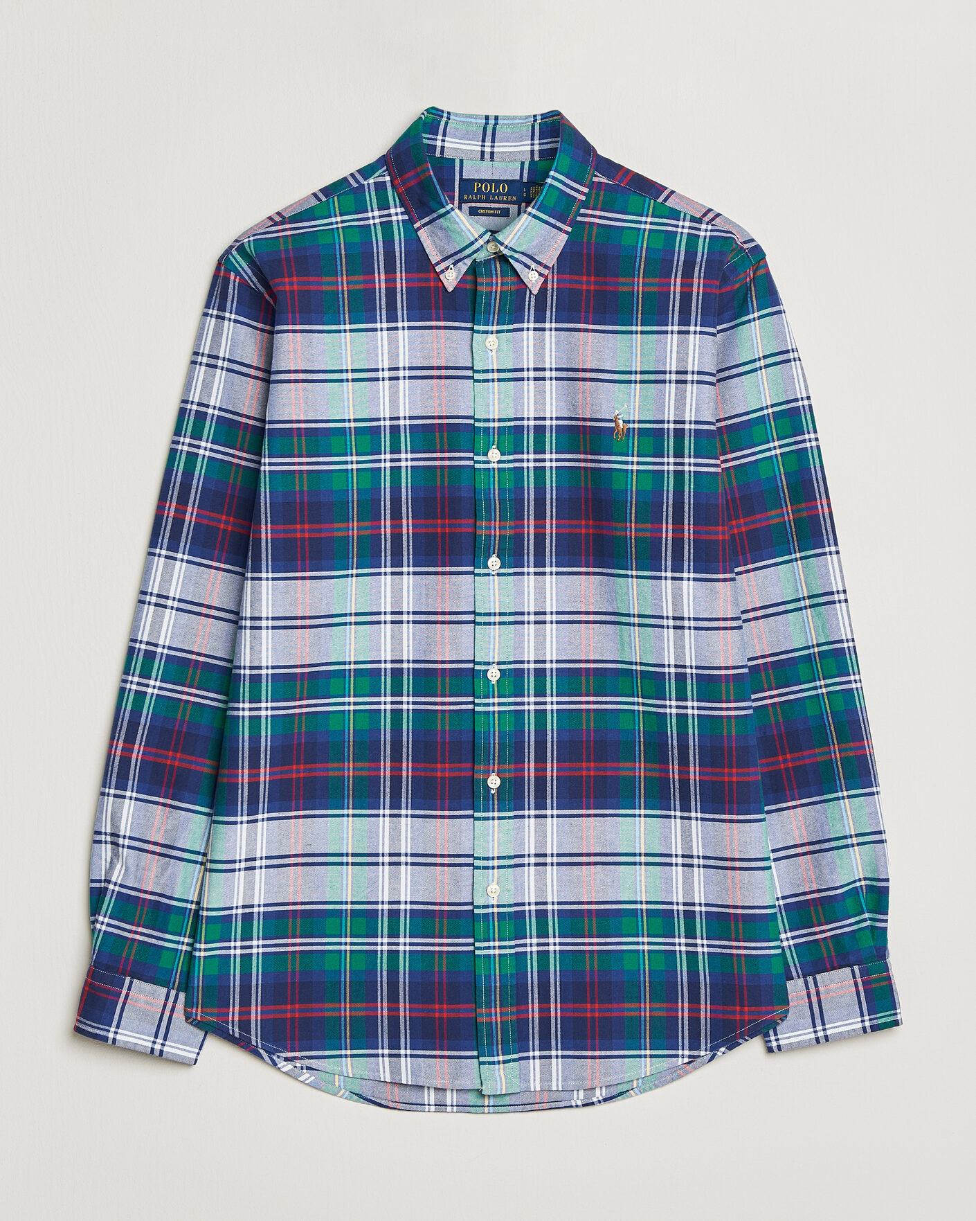 Heren | Overhemden | Polo Ralph Lauren | Custom Fit Checked Oxford Shirt Green/Blue Multi
