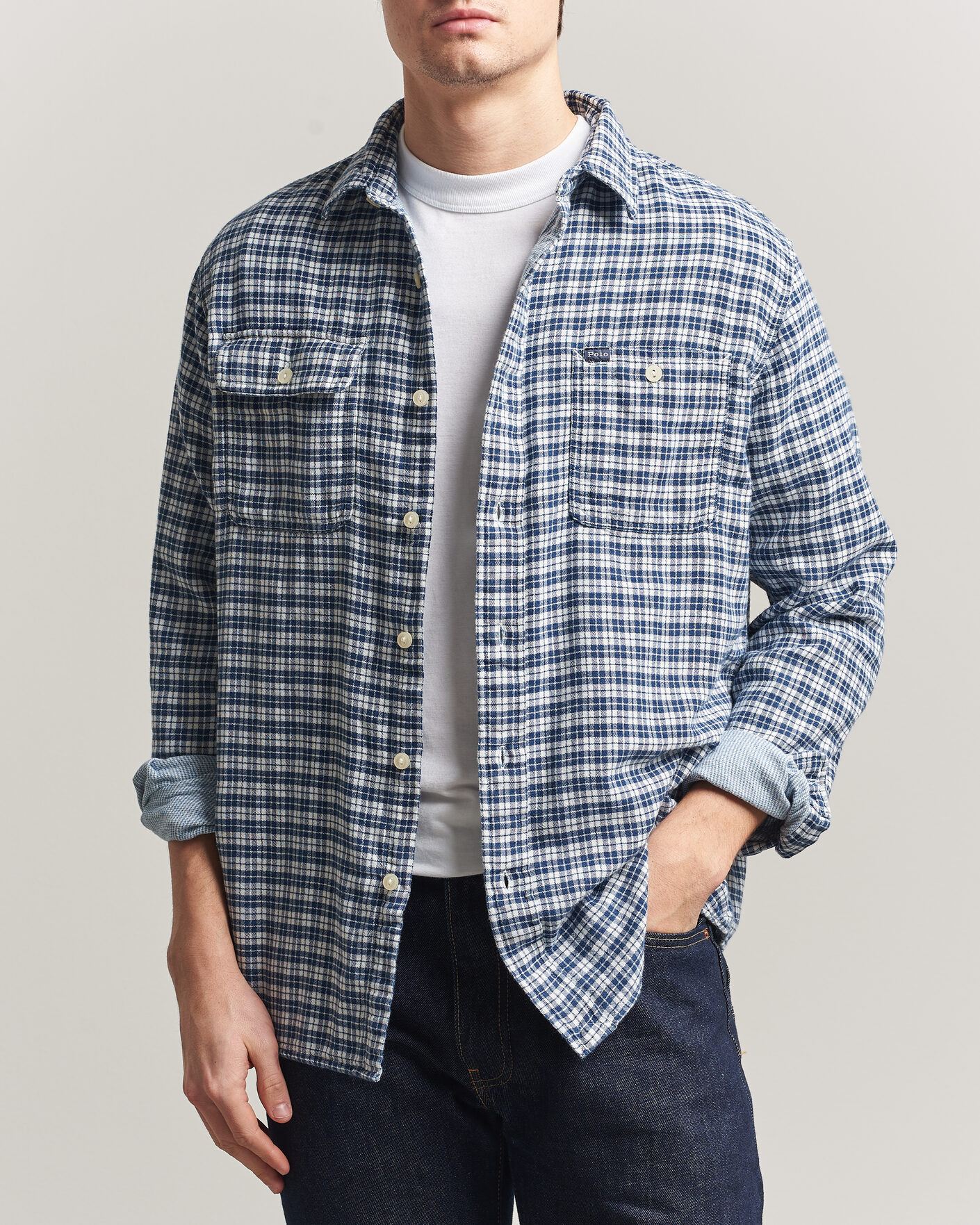 Heren | Overhemden | Polo Ralph Lauren | Double Faced Oxford Shirt Dark Indigo Cream