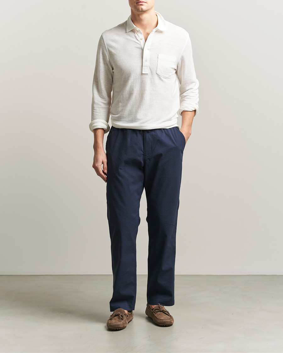 Polo Ralph Lauren Seersucker Pants Newport Navy | Man - CareOfCarl.nl