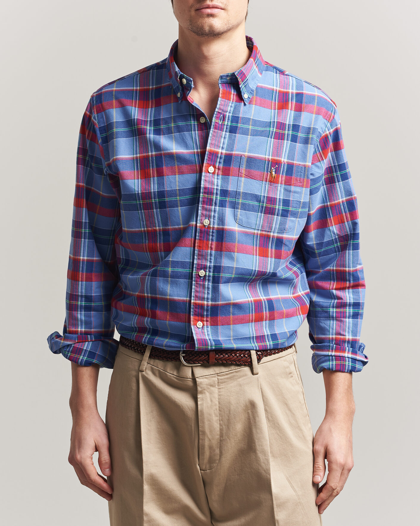 Heren | Overhemden | Polo Ralph Lauren | Custom Fit Check Oxford Shirt Blue Multi