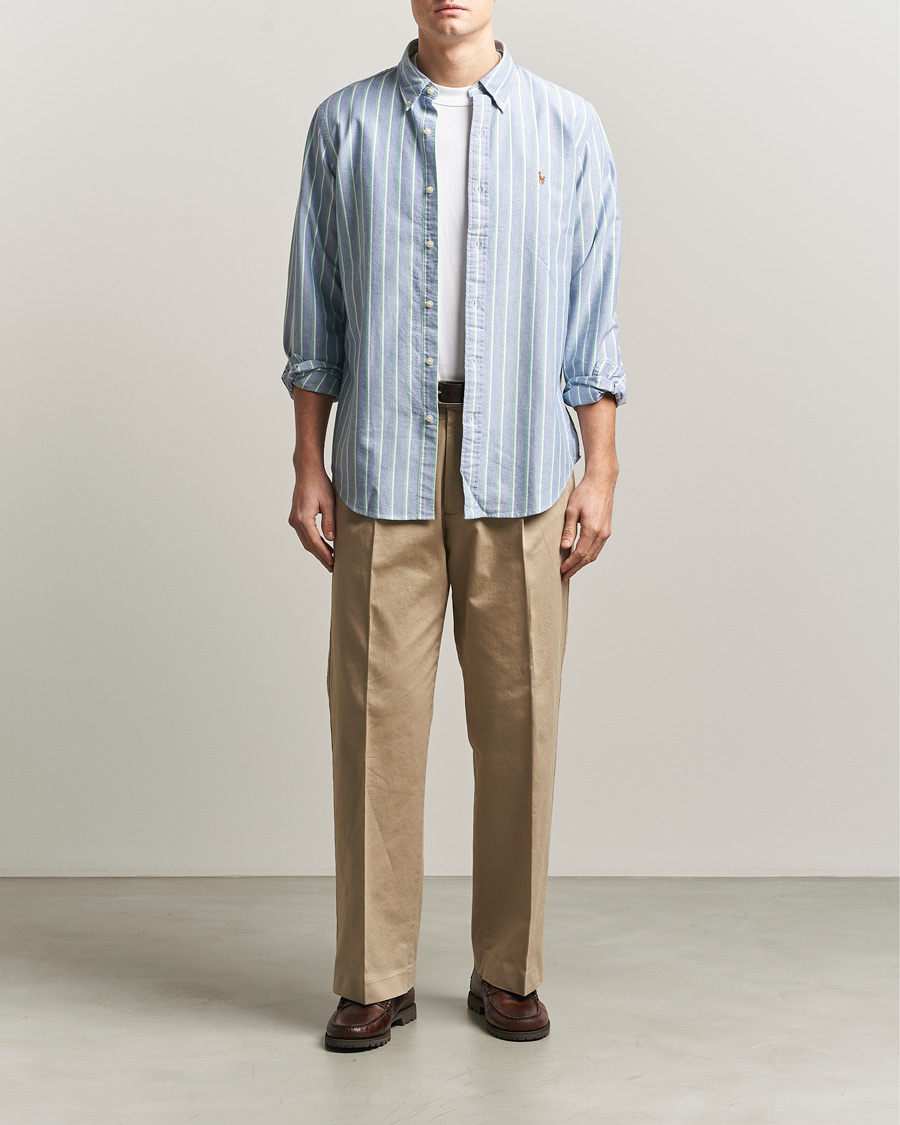 Heren | Overhemden | Polo Ralph Lauren | Custom Fit Striped Oxford Shirt Navy/Green/Multi