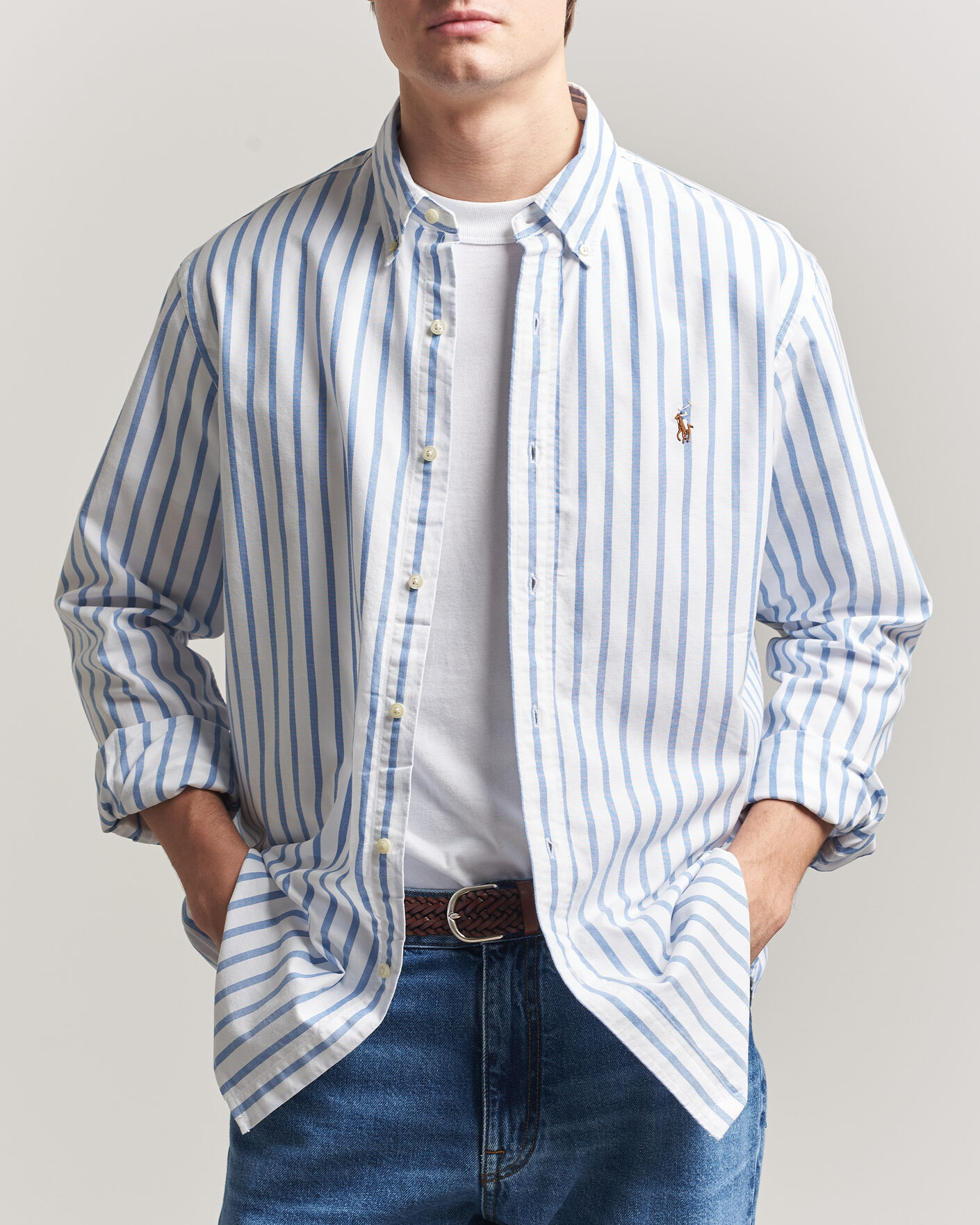 Heren | Overhemden | Polo Ralph Lauren | Custom Fit Striped Oxford Shirt Blue