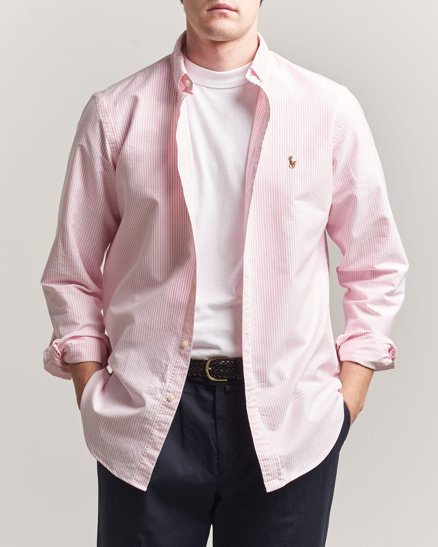 Heren | Overhemden | Polo Ralph Lauren | Custom Fit Micro Striped Oxford Shirt Pink