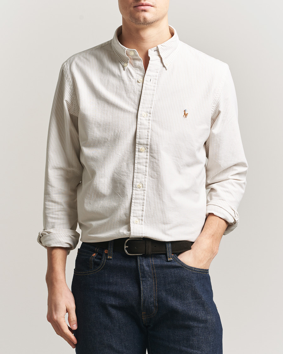 Heren | Overhemden | Polo Ralph Lauren | Custom Fit Micro Striped Oxford Shirt Beige