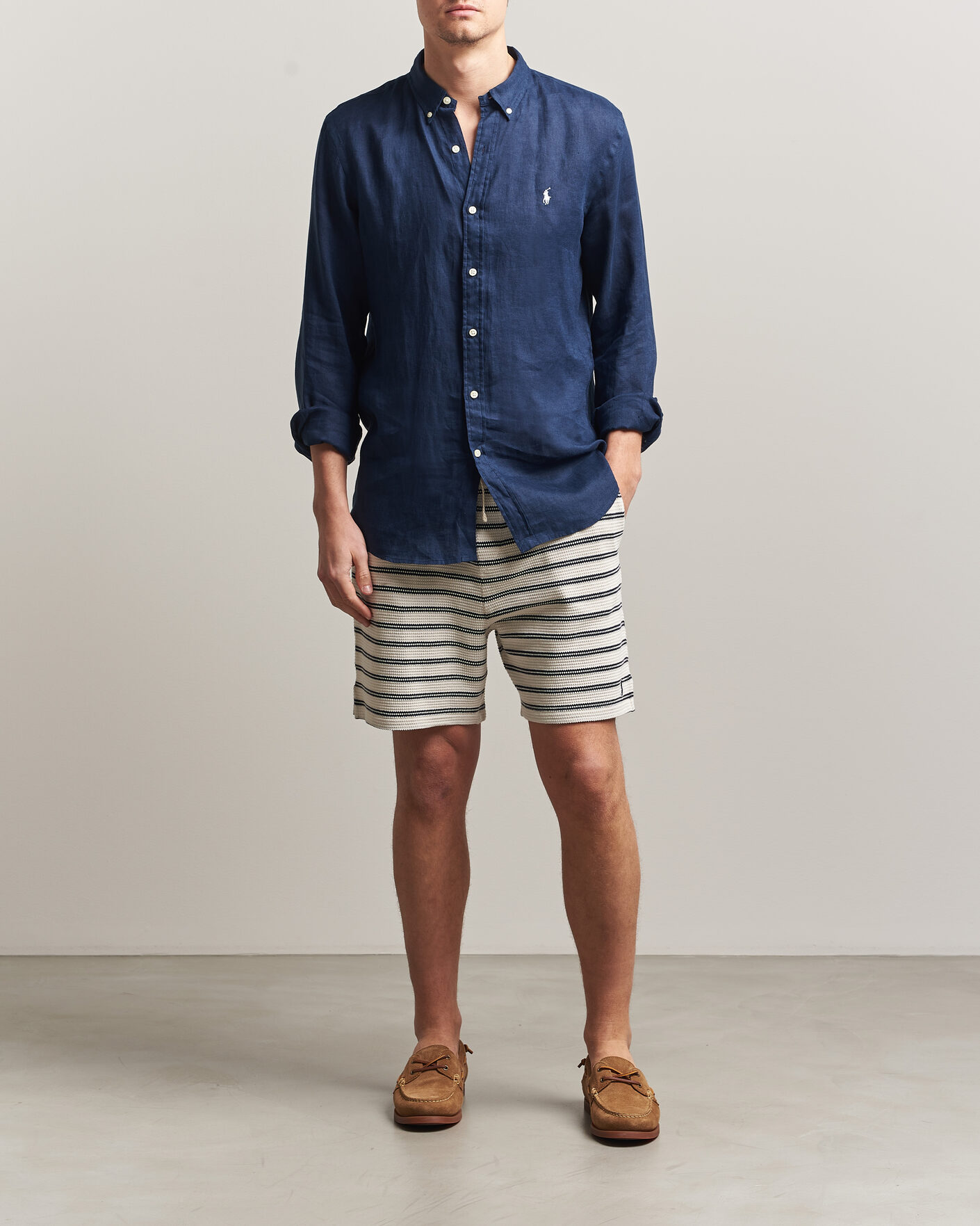 Heren | Korte broek | Polo Ralph Lauren | Knitted Shorts Pale Cream/Newport Navy