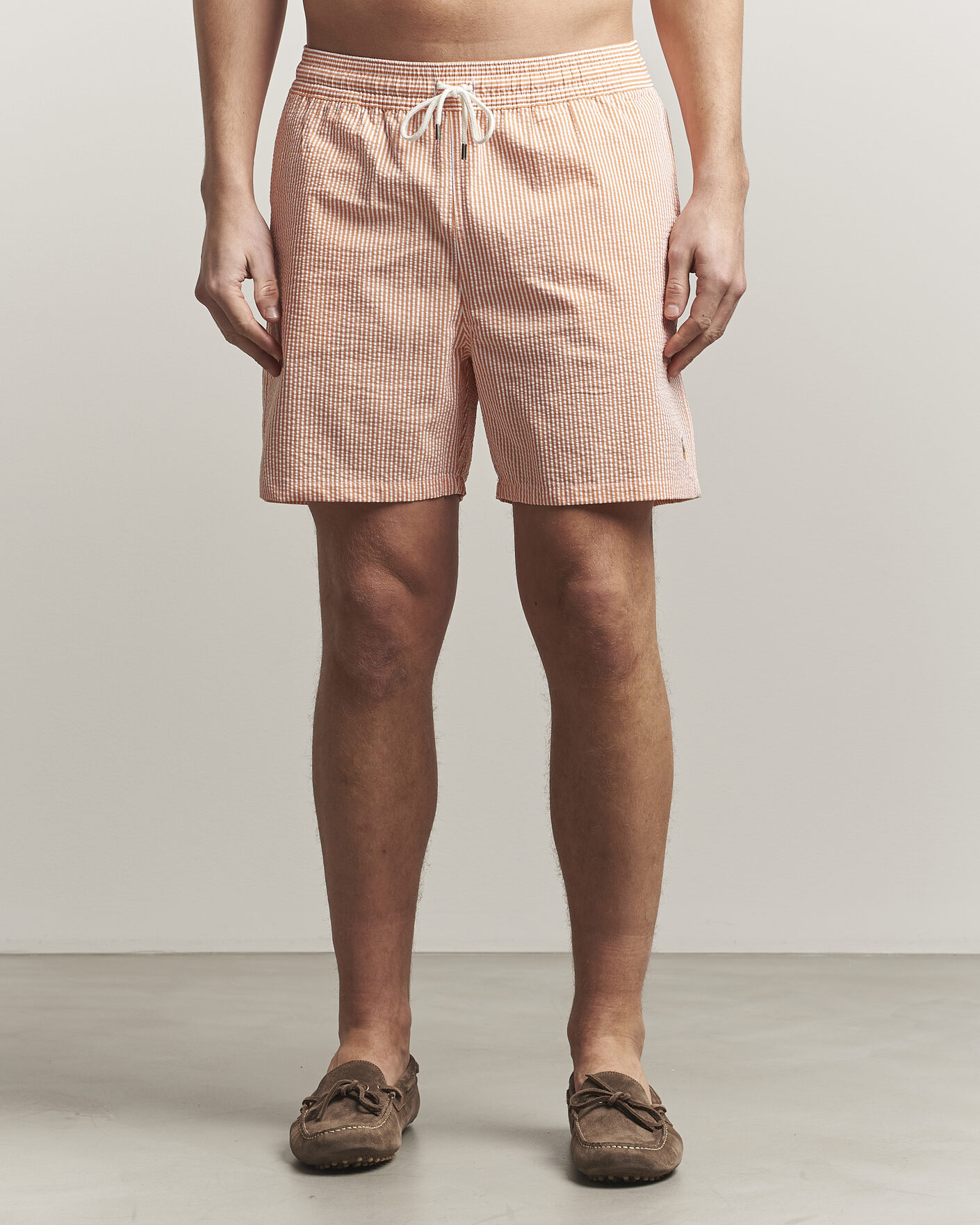 Heren | Zwembroek | Polo Ralph Lauren | Traveler Mid Trunk Seersucker Peach