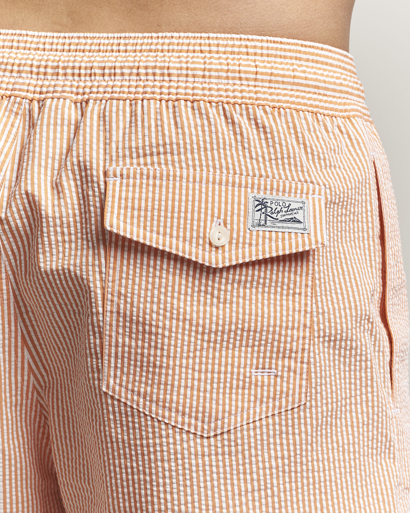 Heren | Zwembroek | Polo Ralph Lauren | Traveler Mid Trunk Seersucker Peach