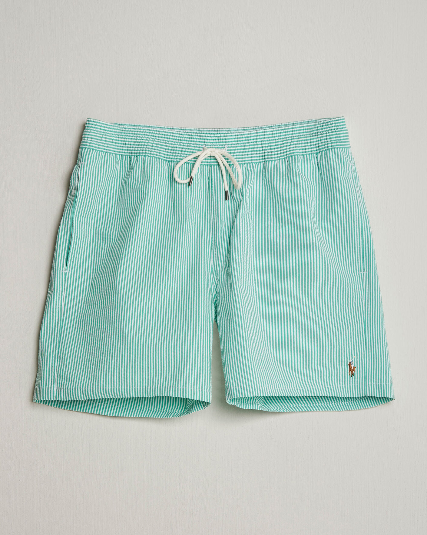 Heren | Zwembroek | Polo Ralph Lauren | Traveler Mid Trunk Seersucker Green