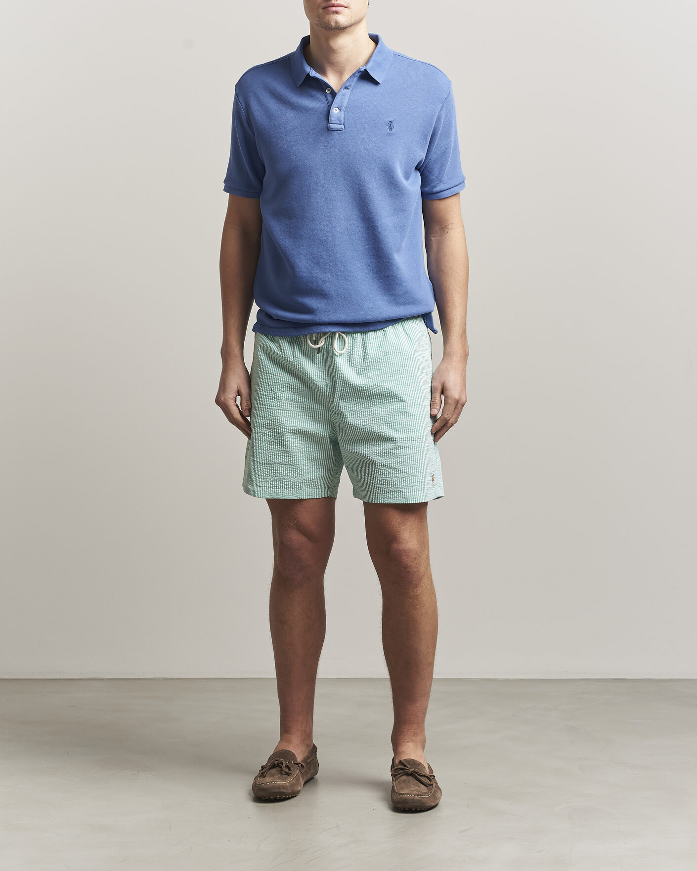 Heren | Zwembroek | Polo Ralph Lauren | Traveler Mid Trunk Seersucker Green