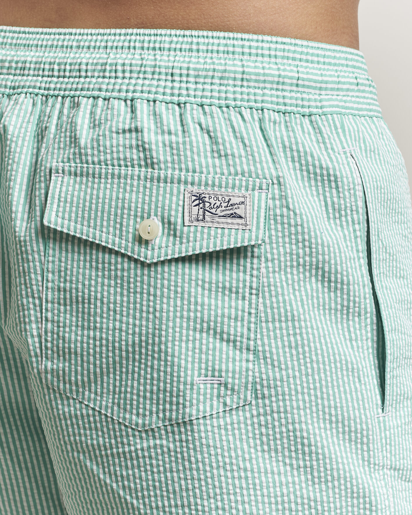 Heren | Zwembroek | Polo Ralph Lauren | Traveler Mid Trunk Seersucker Green