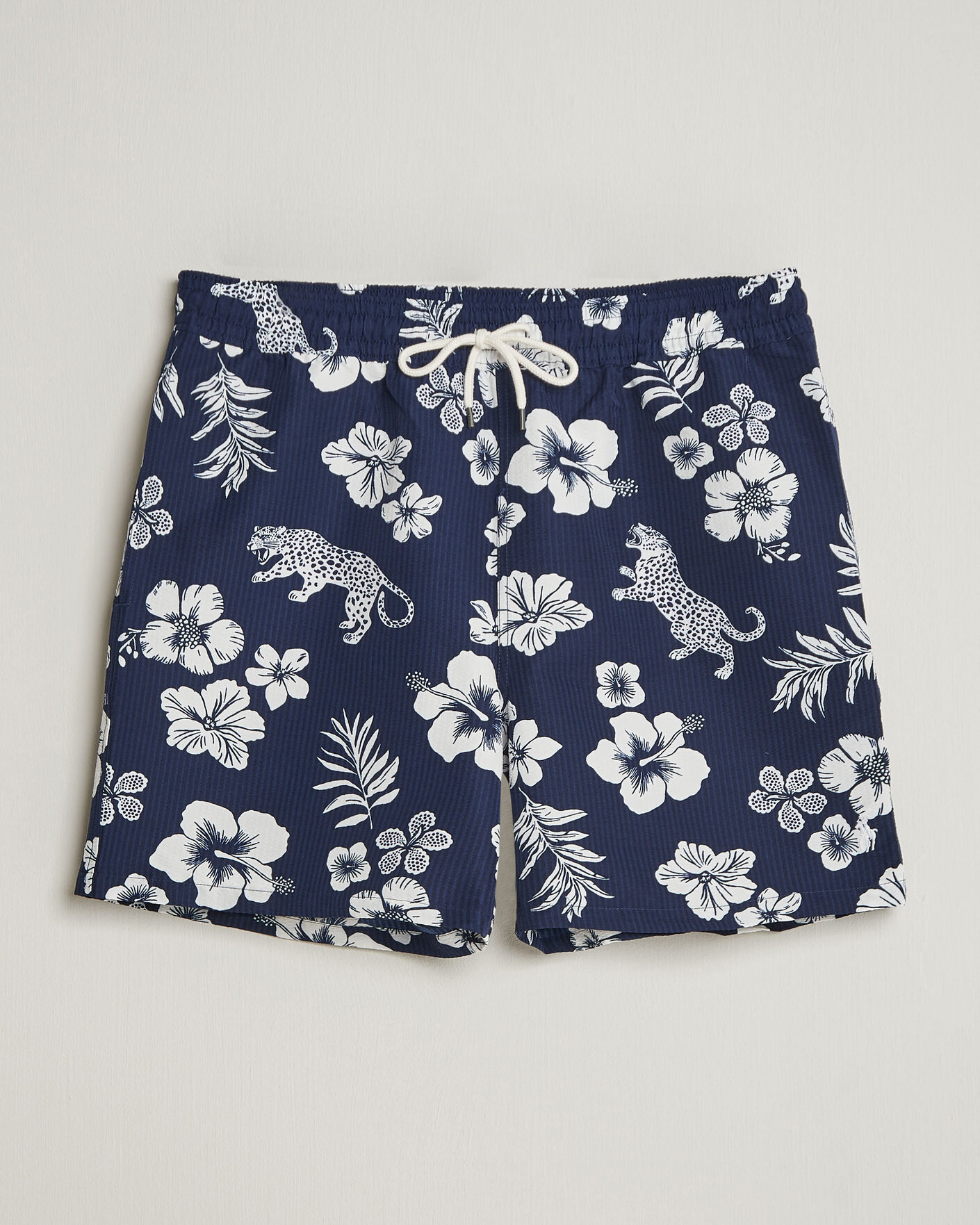 Heren | Zwembroek | Polo Ralph Lauren | Traveler Mid Trunk Seersucker Jaguar Tropical