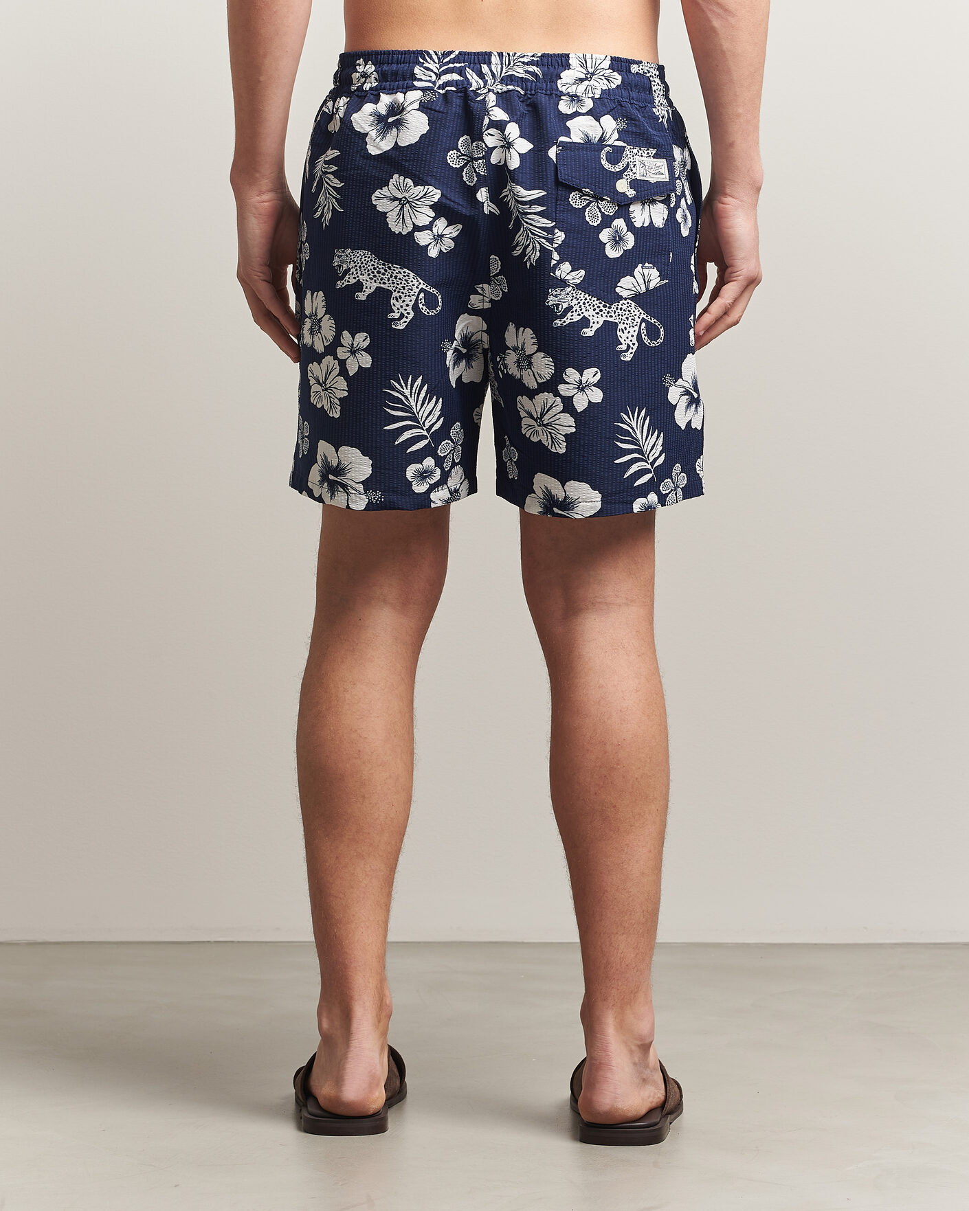 Heren | Zwembroek | Polo Ralph Lauren | Traveler Mid Trunk Seersucker Jaguar Tropical