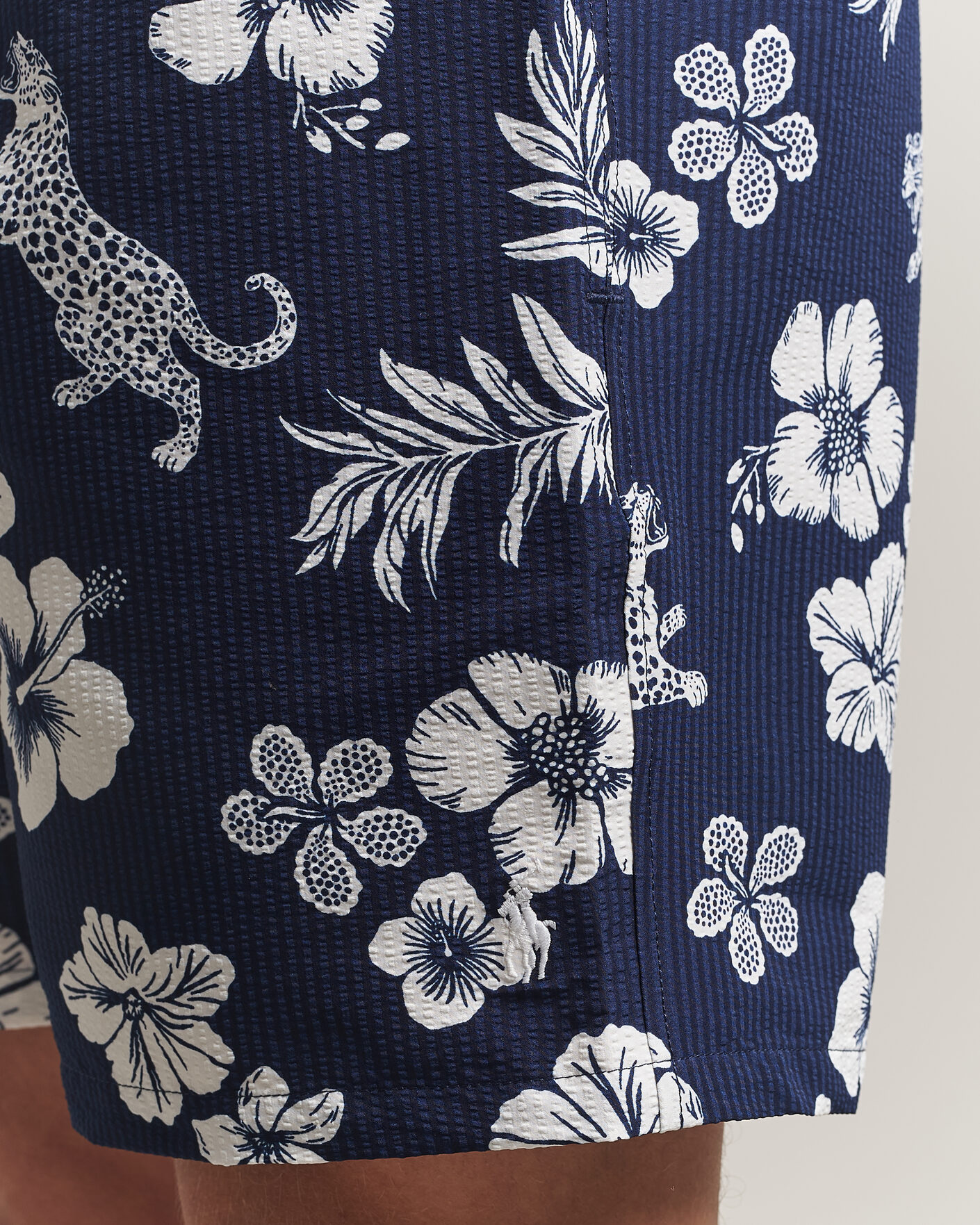 Heren | Zwembroek | Polo Ralph Lauren | Traveler Mid Trunk Seersucker Jaguar Tropical