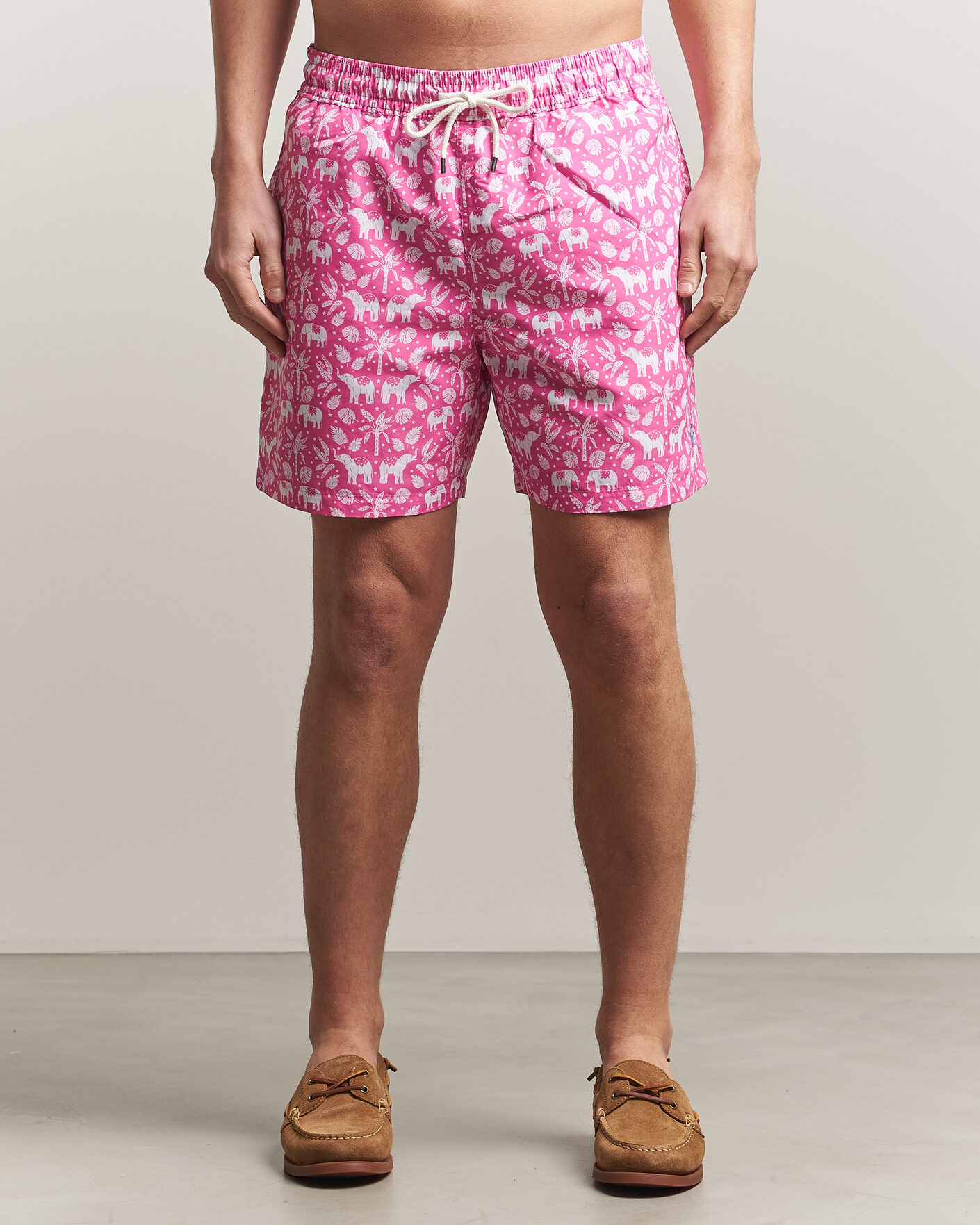 Heren | Zwembroek | Polo Ralph Lauren | Traveler Print Mid Trunk Pink