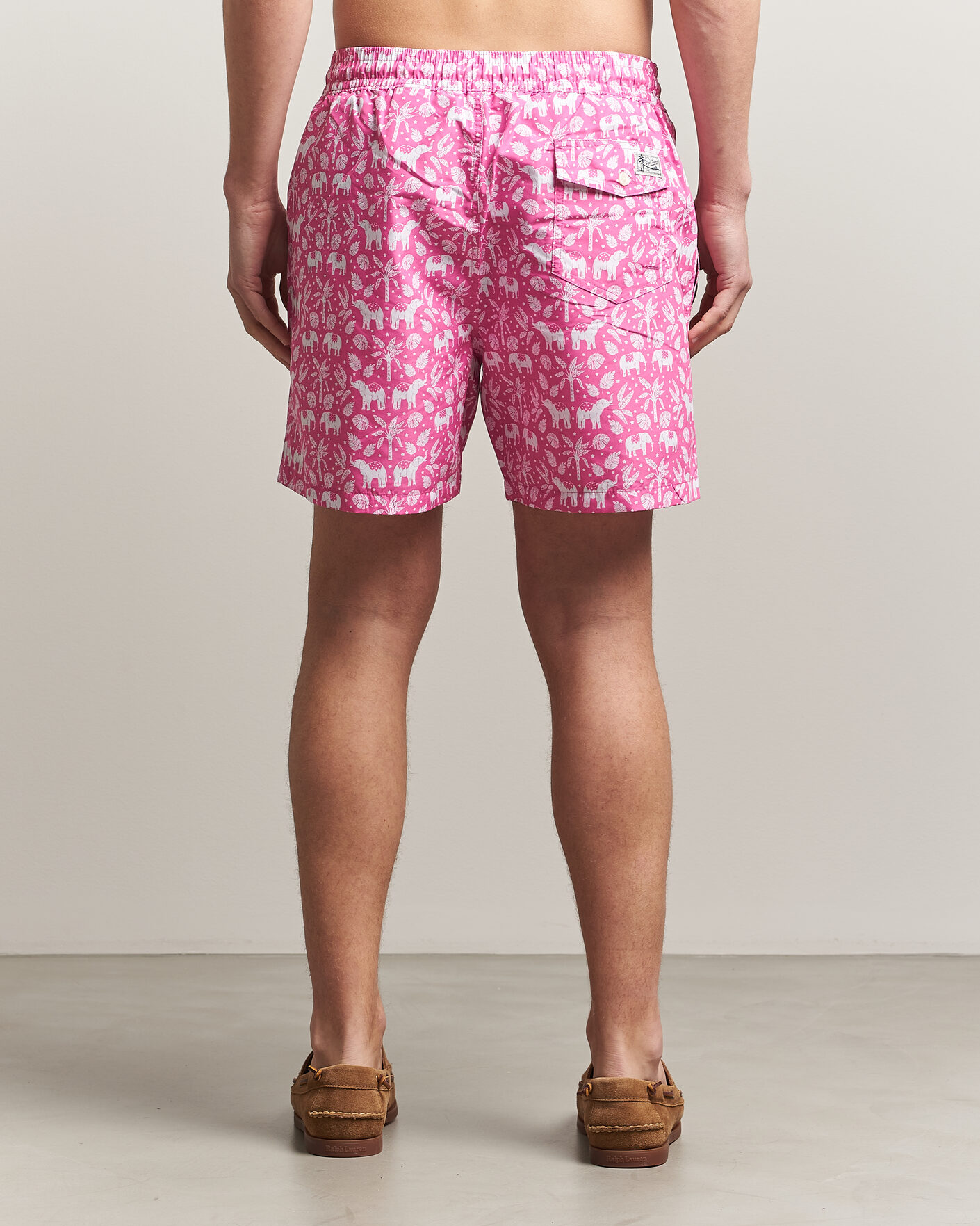 Heren | Zwembroek | Polo Ralph Lauren | Traveler Print Mid Trunk Pink