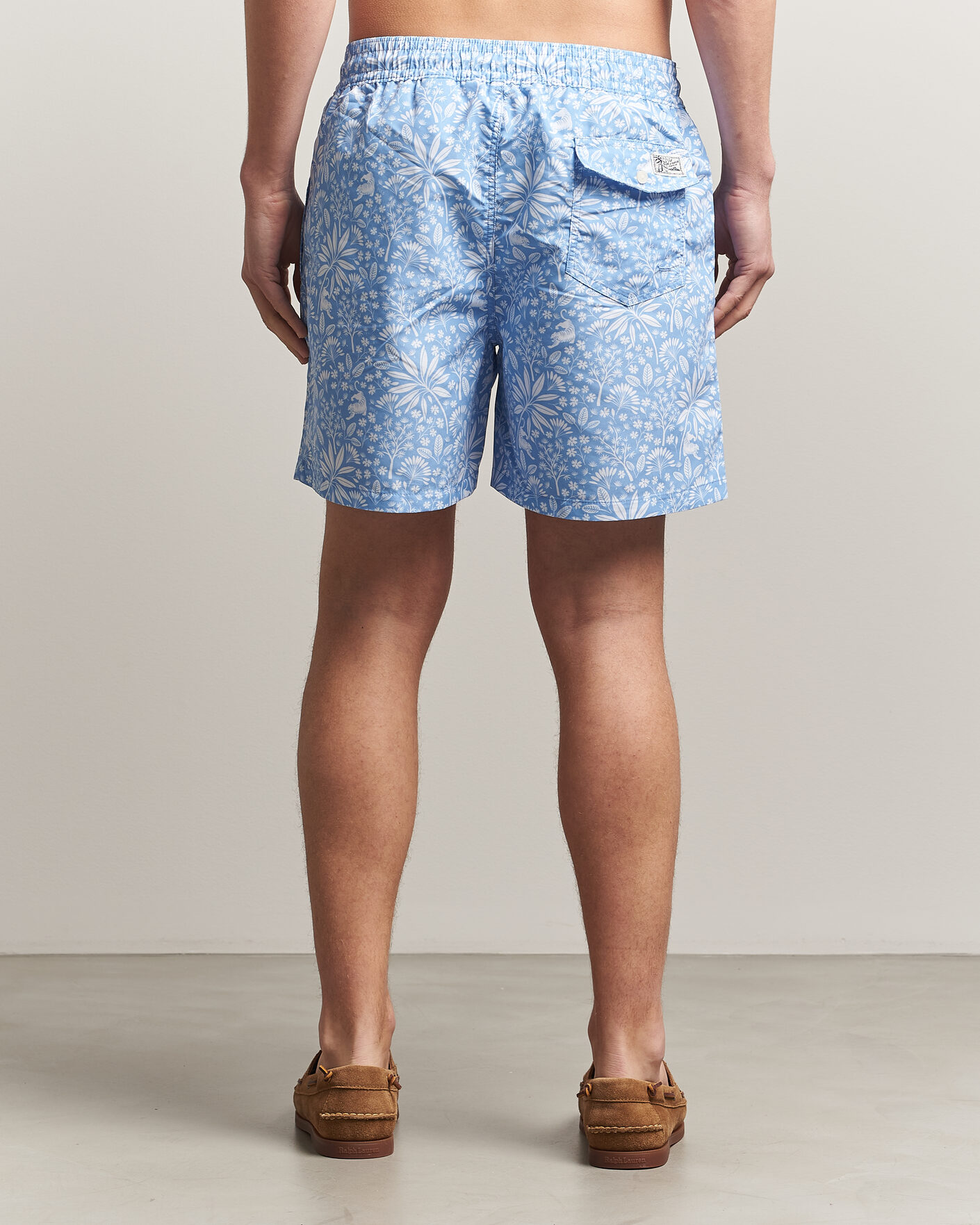 Heren | Zwembroek | Polo Ralph Lauren | Traveler Print Mid Trunk Blue