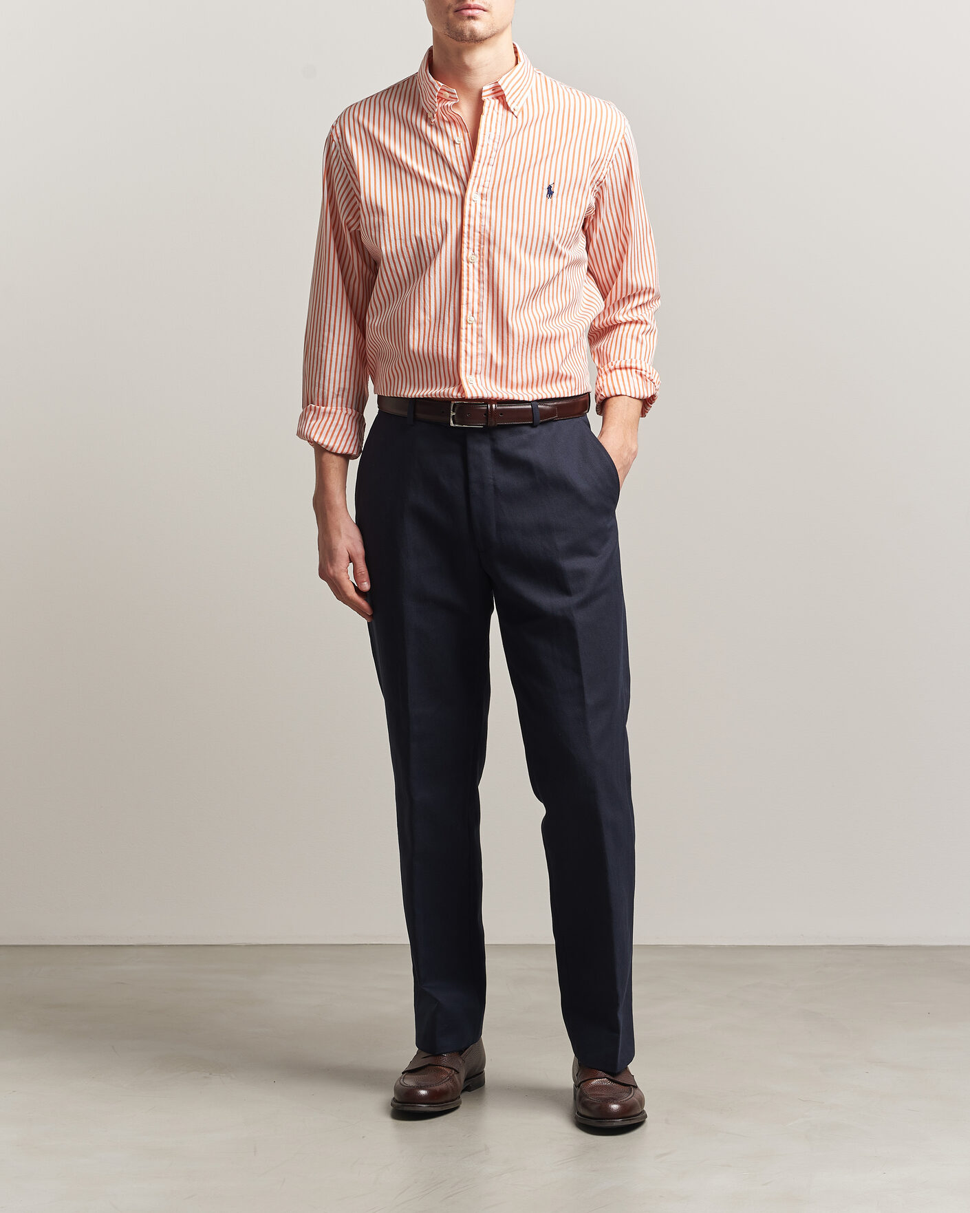 Heren | Overhemden | Polo Ralph Lauren | Custom Fit Poplin Striped Shirt Kona Orange