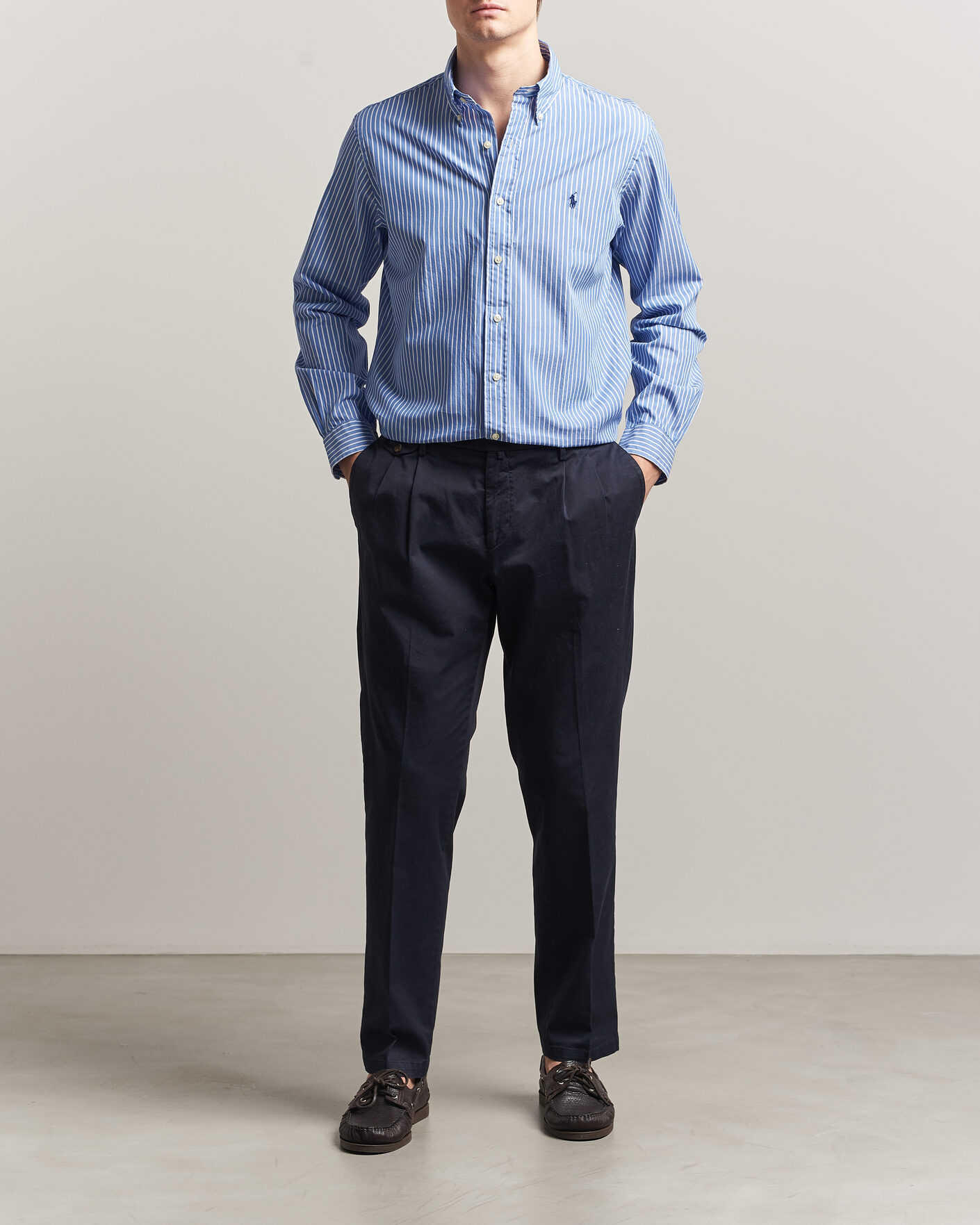 Heren | Overhemden | Polo Ralph Lauren | Custom Fit Poplin Striped Shirt Medium Blue