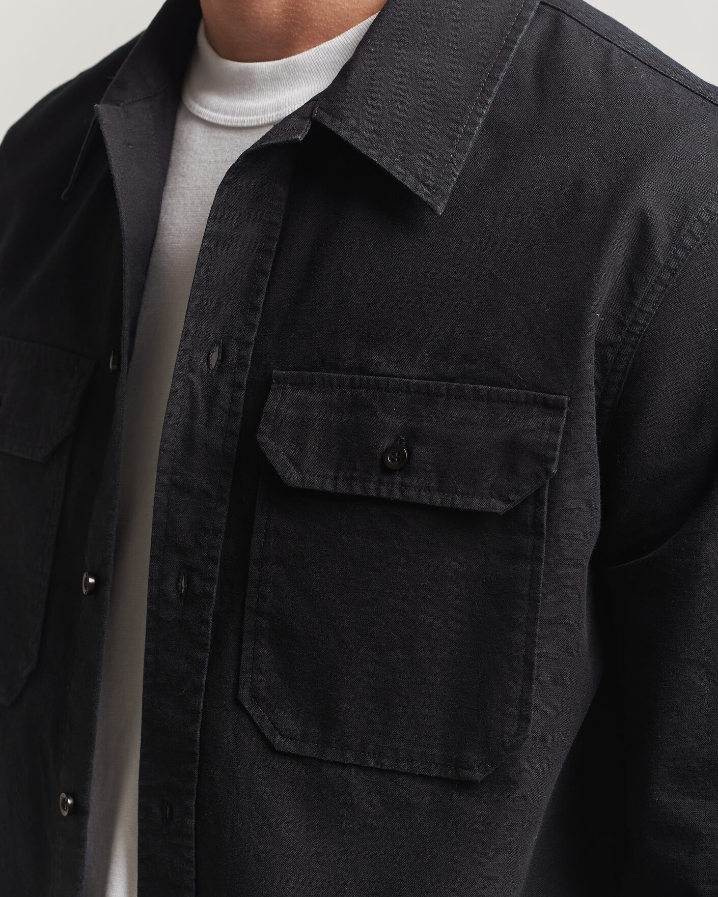 Heren | Overhemden | A.P.C. | Safari Cotton/Linen Overshirt Faded Black