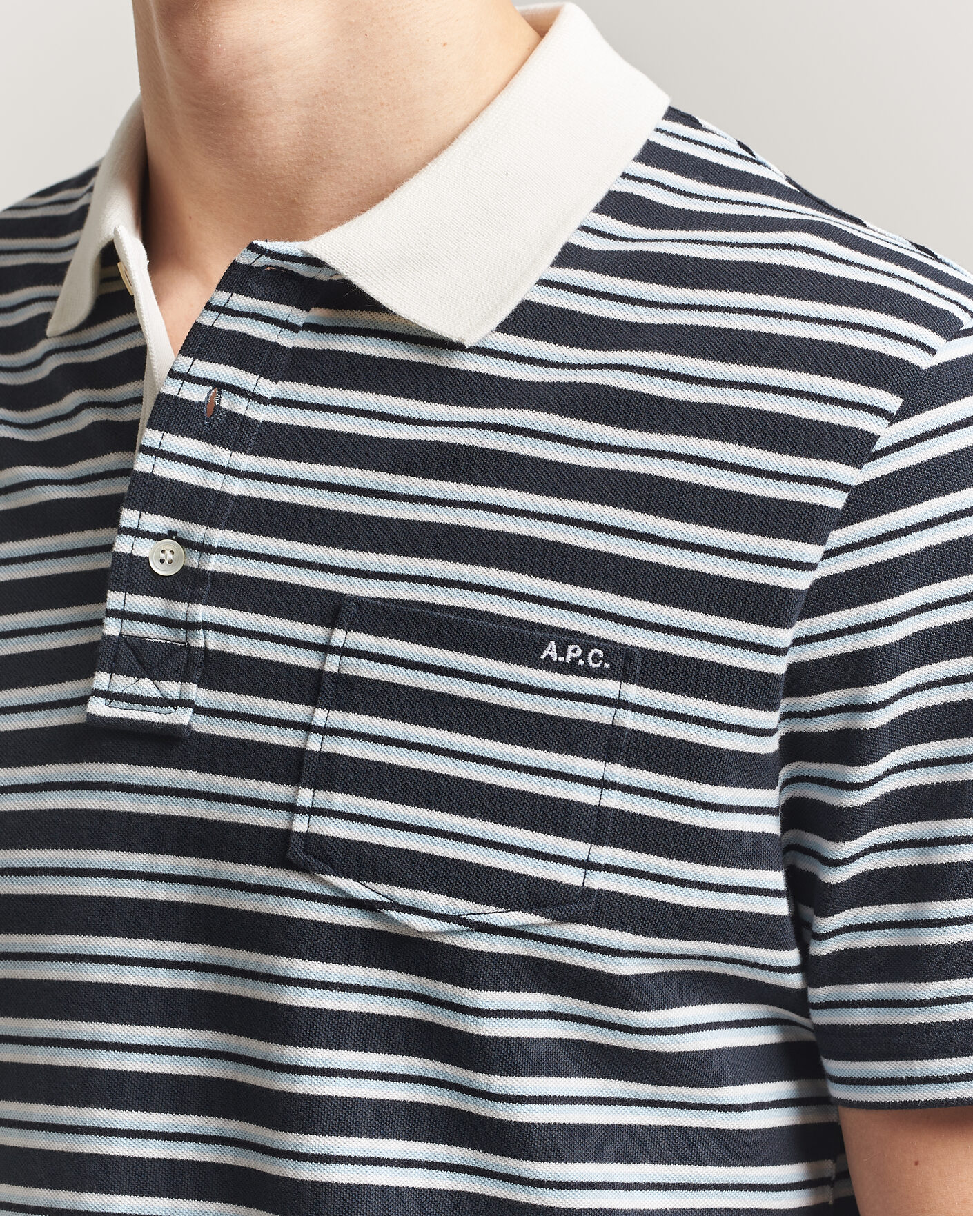 Heren | Polo's | A.P.C. | Oscar Striped Polo Dark Navy