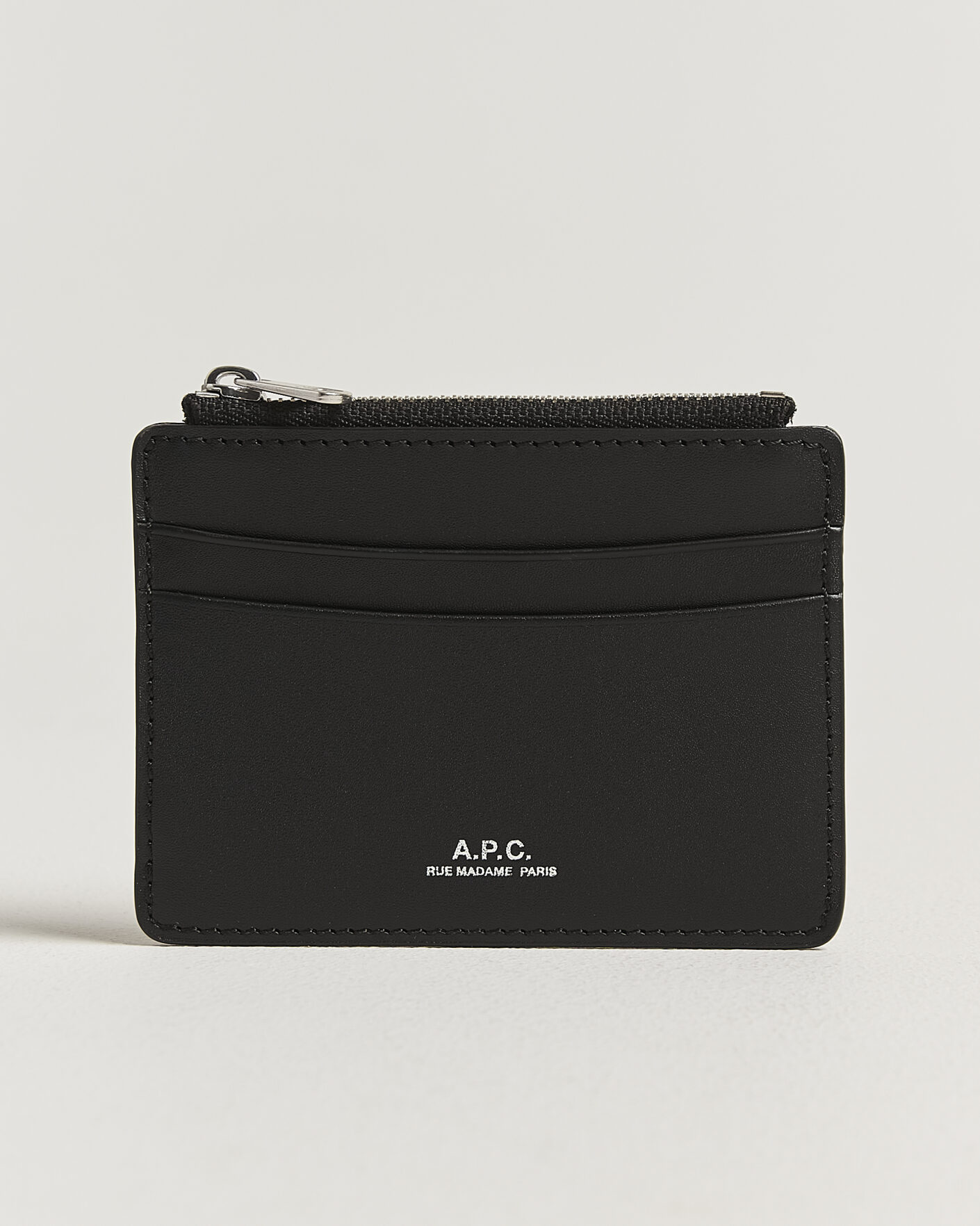 Heren | Portemonnees | A.P.C. | Zip Calf Leather Card Holder Black