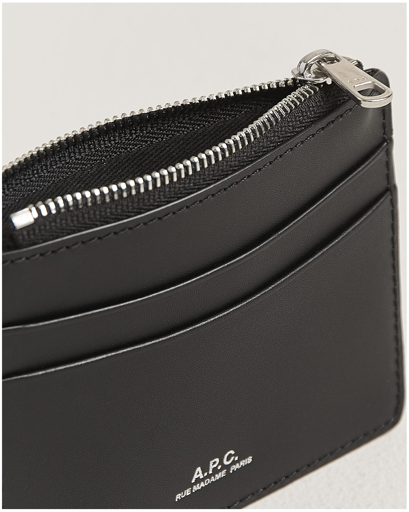 Heren | Portemonnees | A.P.C. | Zip Calf Leather Card Holder Black