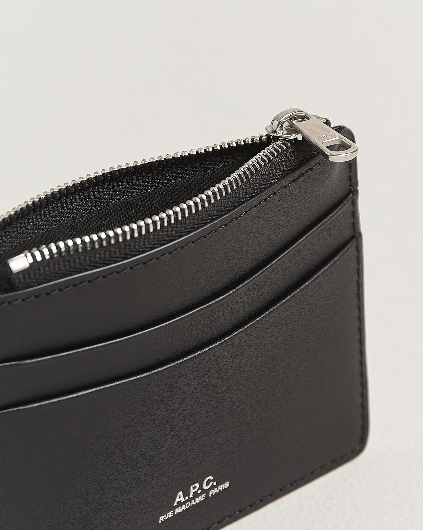 Heren | Portemonnees | A.P.C. | Zip Calf Leather Card Holder Black