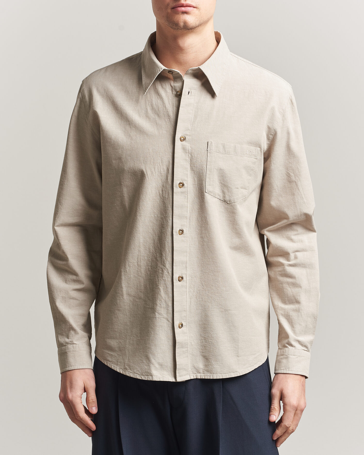 Heren | Overhemden | A.P.C. | Harris Cotton/Linen Shirt Sage Green