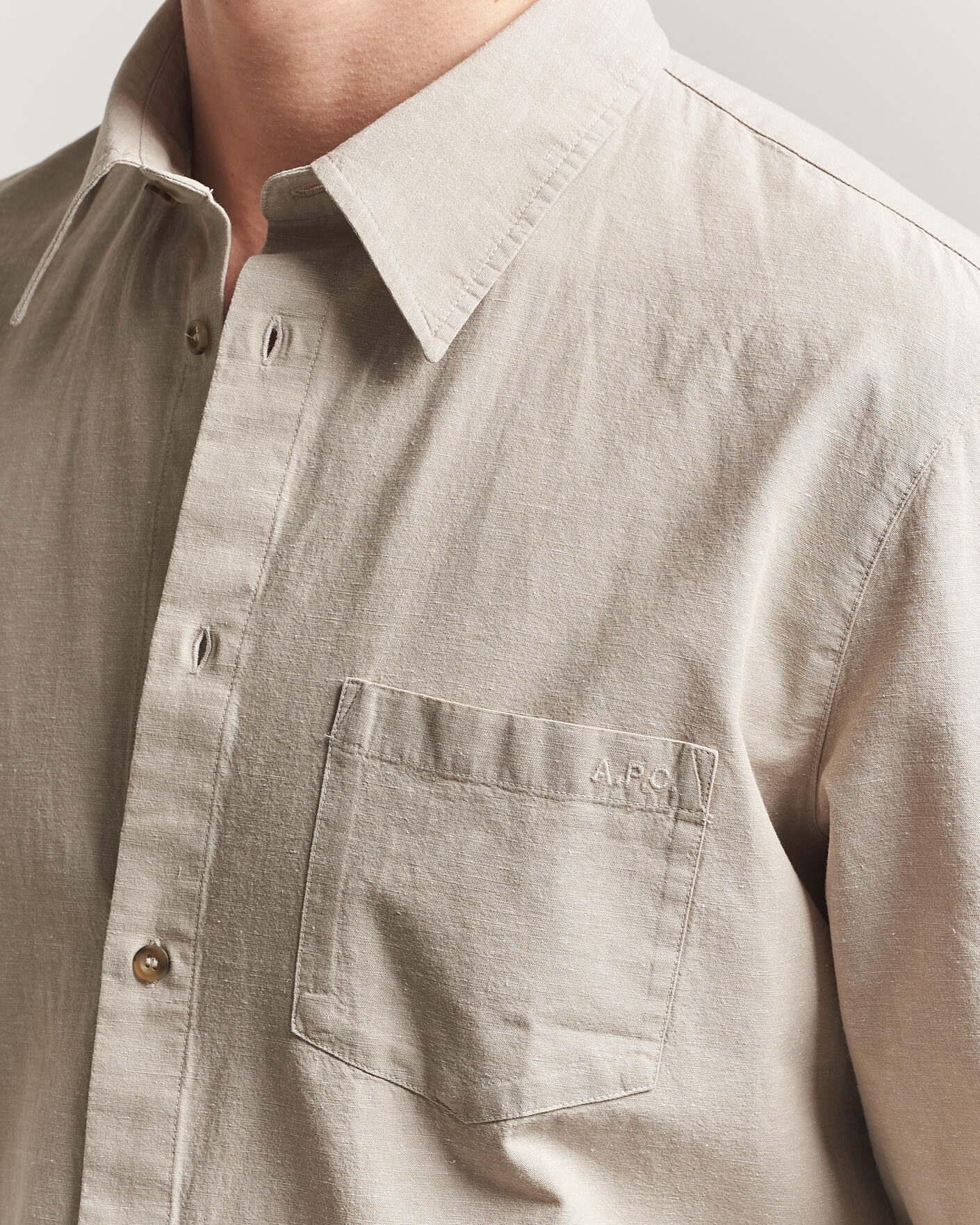 Heren | Overhemden | A.P.C. | Harris Cotton/Linen Shirt Sage Green