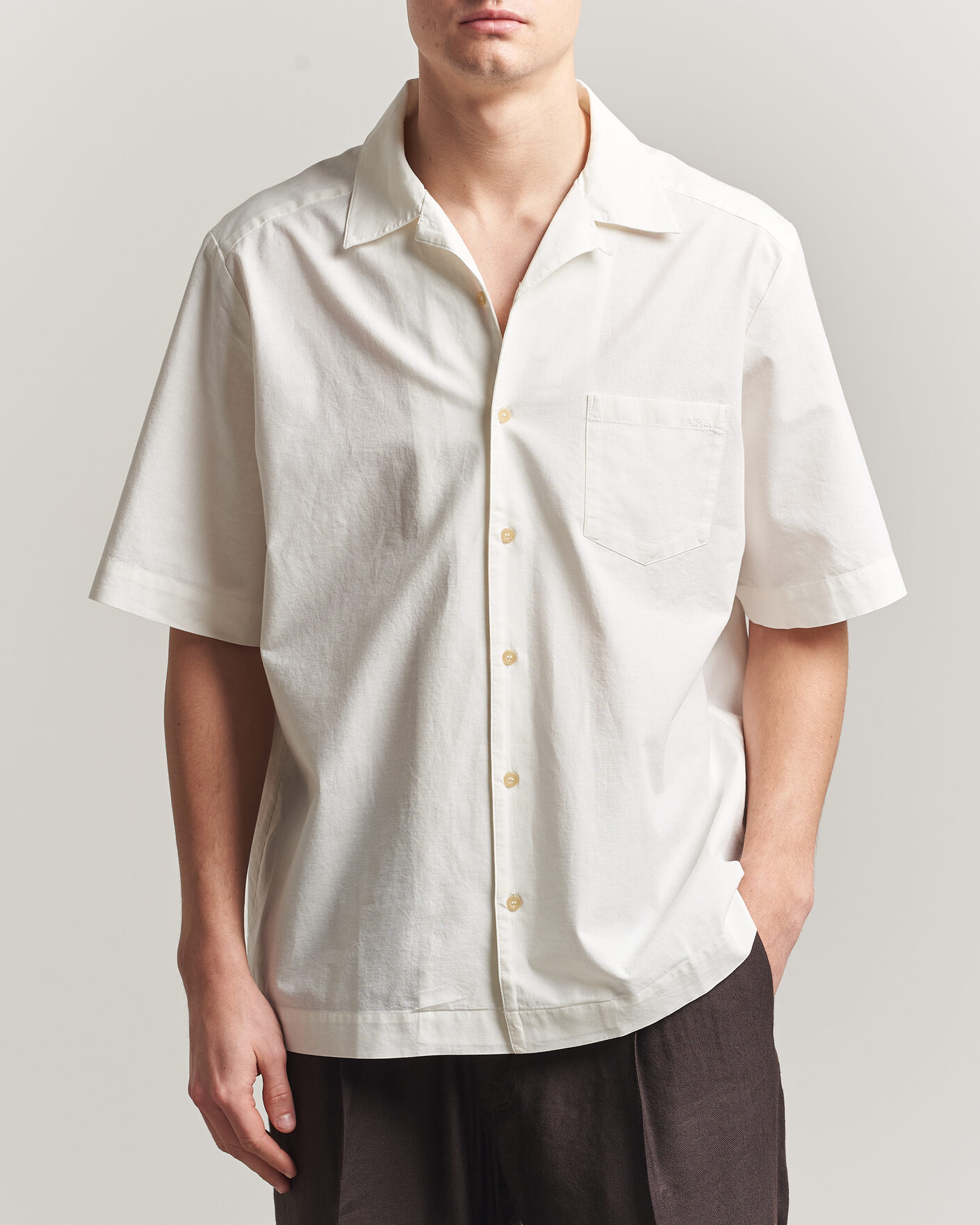 Heren | Overhemden | A.P.C. | Jude Cotton/Linen Short Sleeve Shirt White