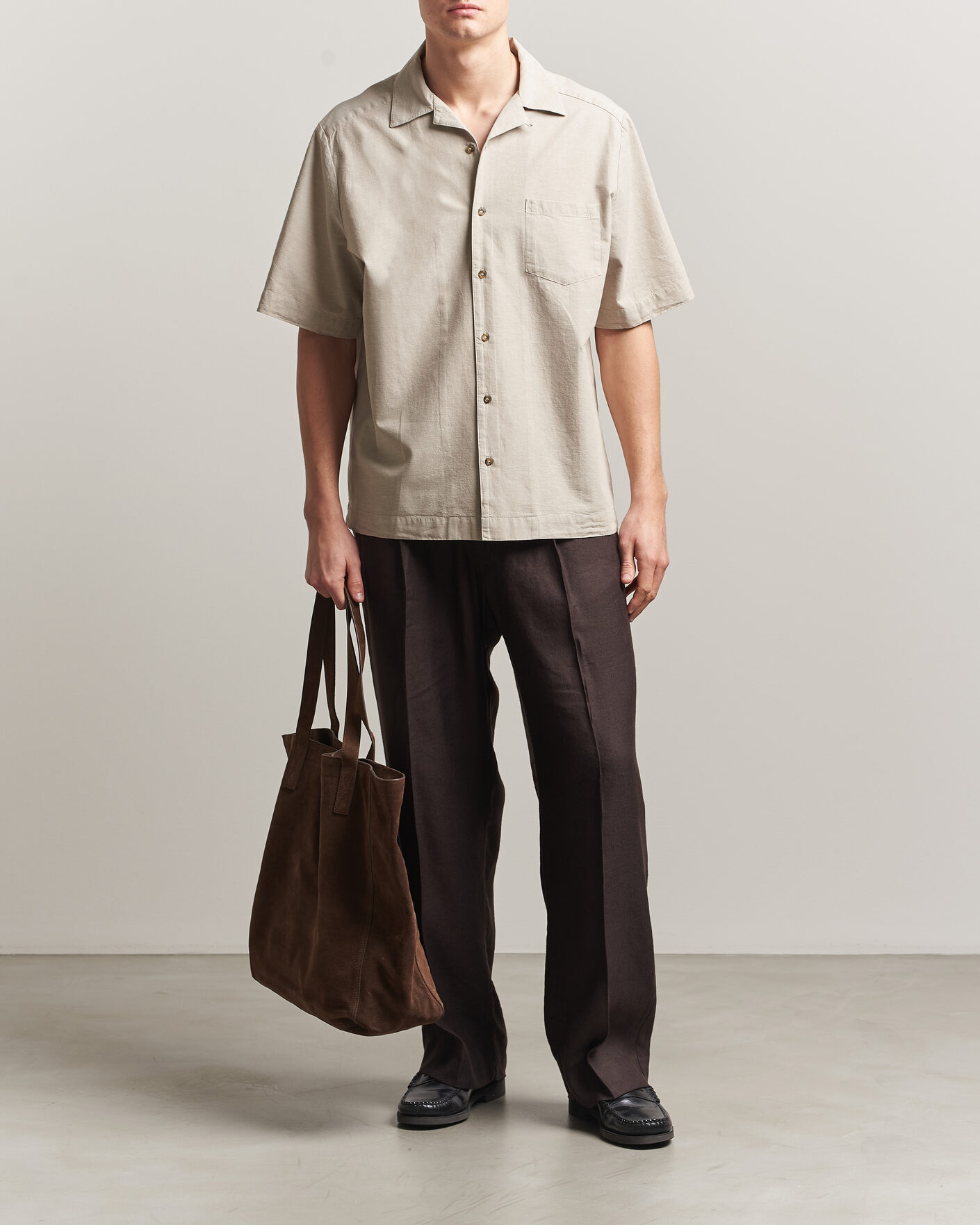Heren | Overhemden | A.P.C. | Jude Cotton/Linen Short Sleeve Shirt Sage Green
