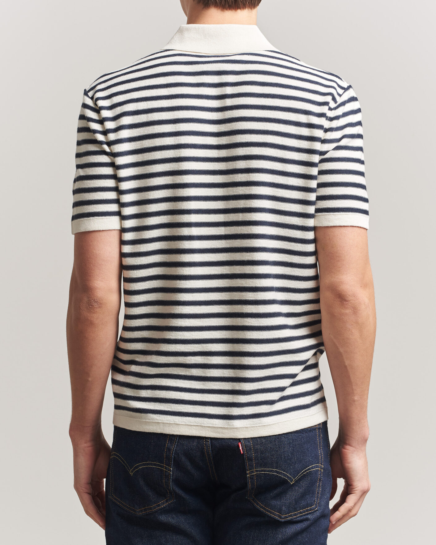 Heren | Polo's | A.P.C. | Eliot Cotton/Cashmere Knitted Polo Ecru/Navy
