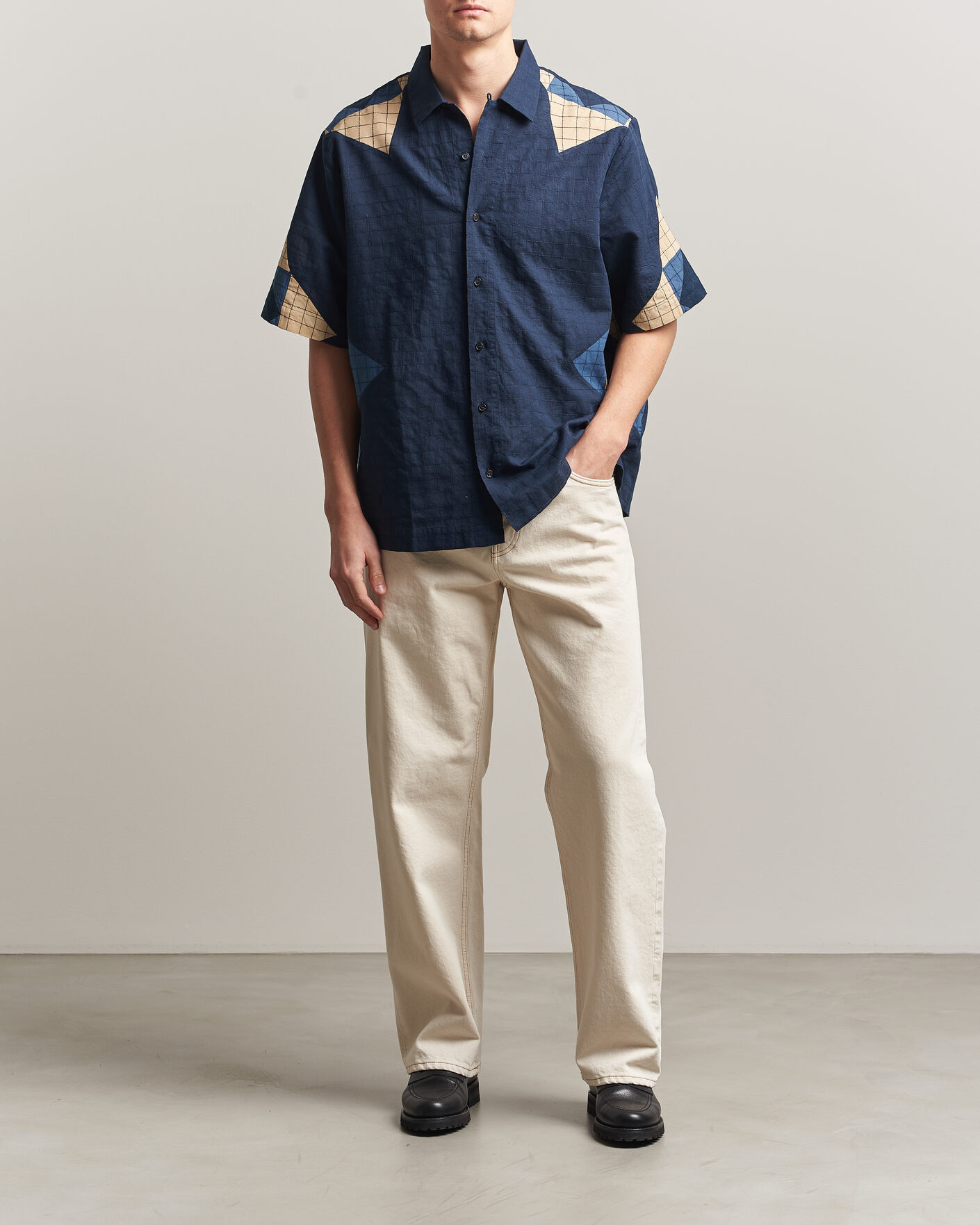 Heren | Overhemden | A.P.C. | Patchwork Short Sleeve Indigo