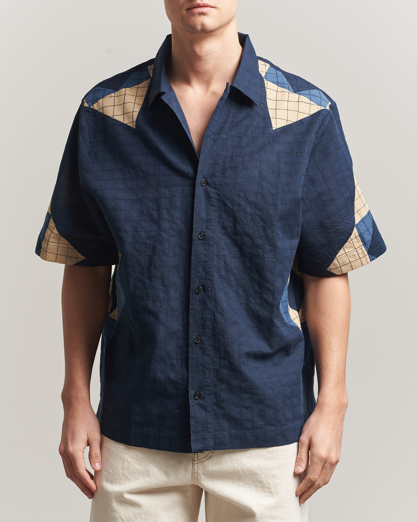 Heren | Overhemden | A.P.C. | Patchwork Short Sleeve Indigo