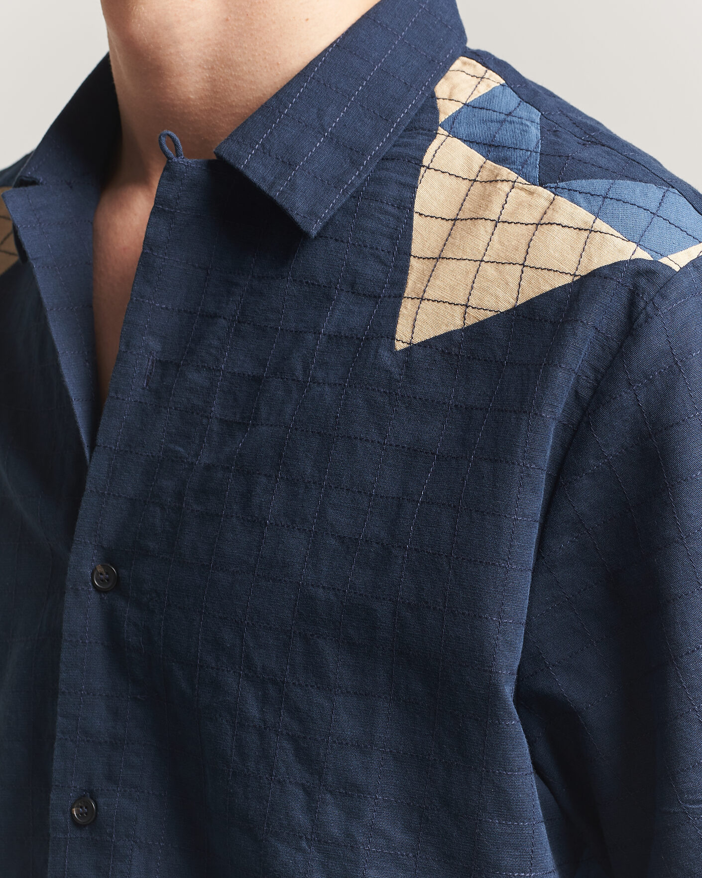 Heren | Overhemden | A.P.C. | Patchwork Short Sleeve Indigo