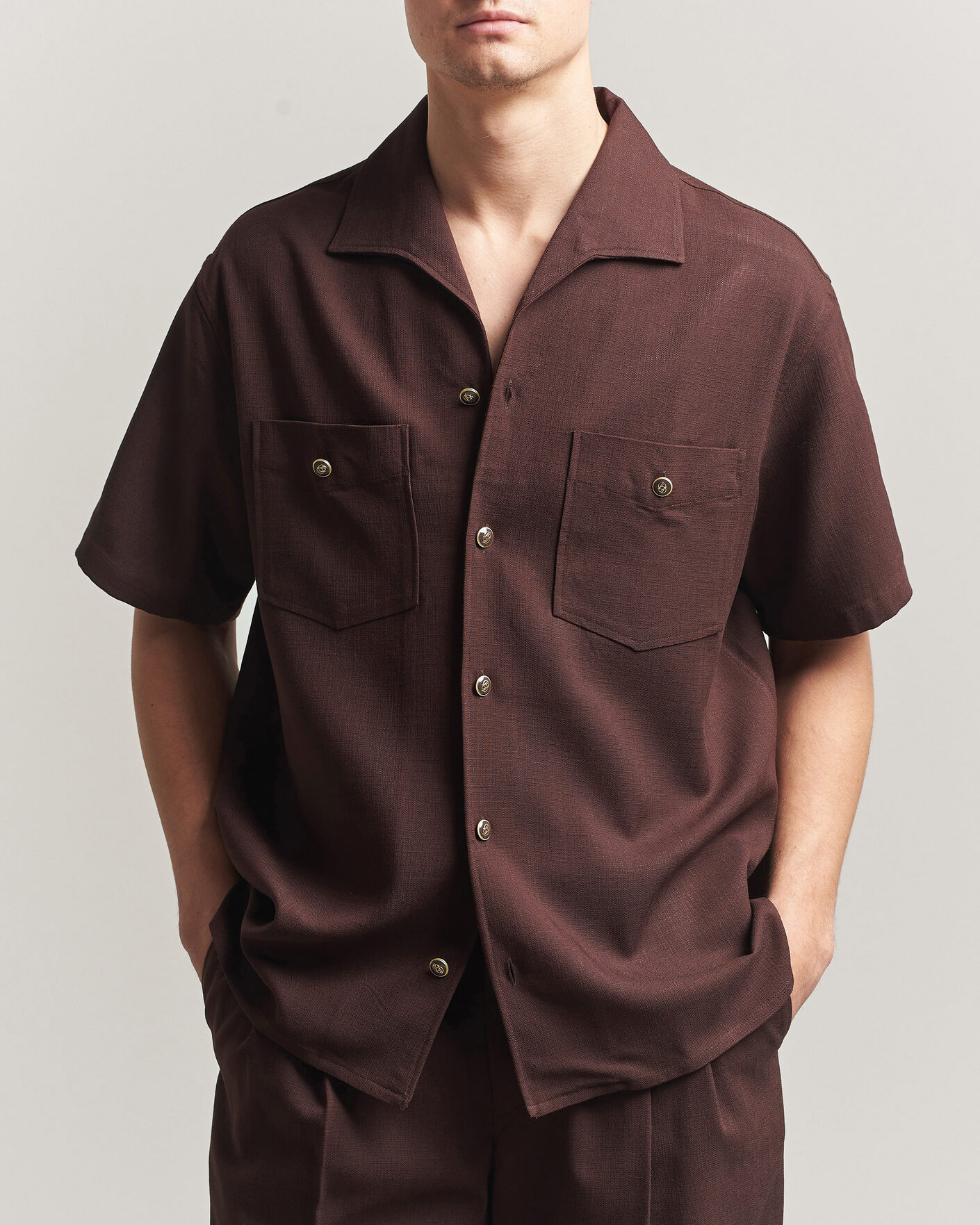 Heren | Overhemden | Drôle de Monsieur | Viscose Resort Shirt Brown