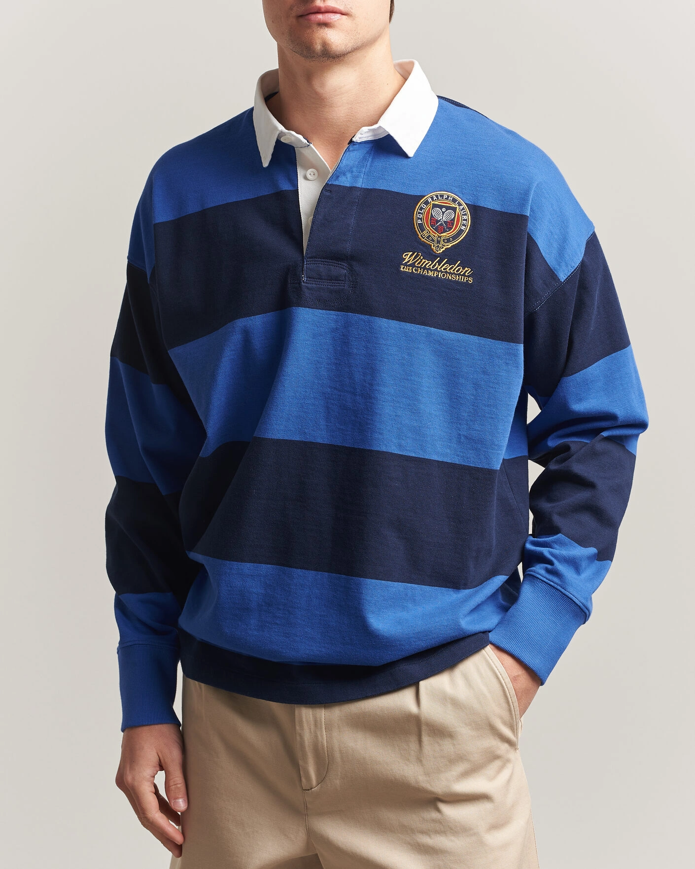 Heren | Truien | Polo Ralph Lauren | Striped Rugby Pullover Collegiate Blue