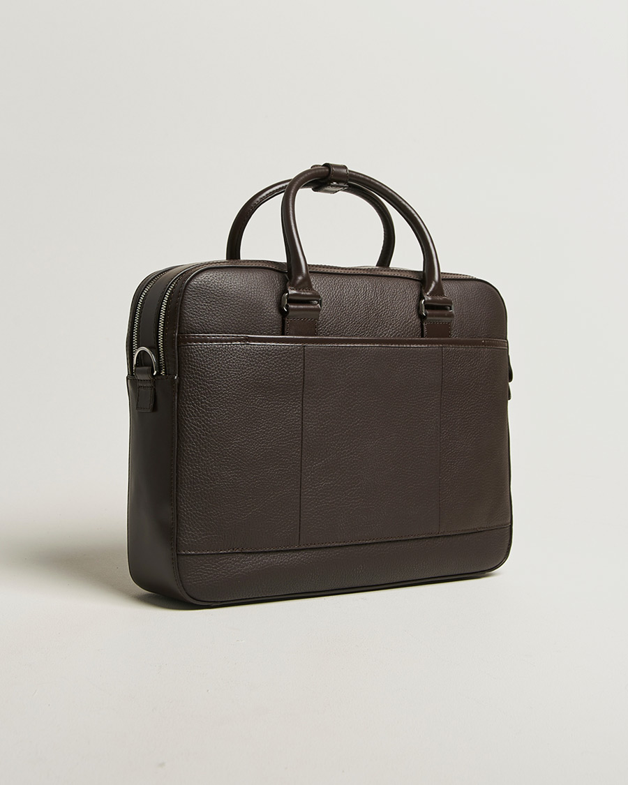 Heren | Tassen | Tiger of Sweden | Burin Grained Leather Briefcase Dark Brown