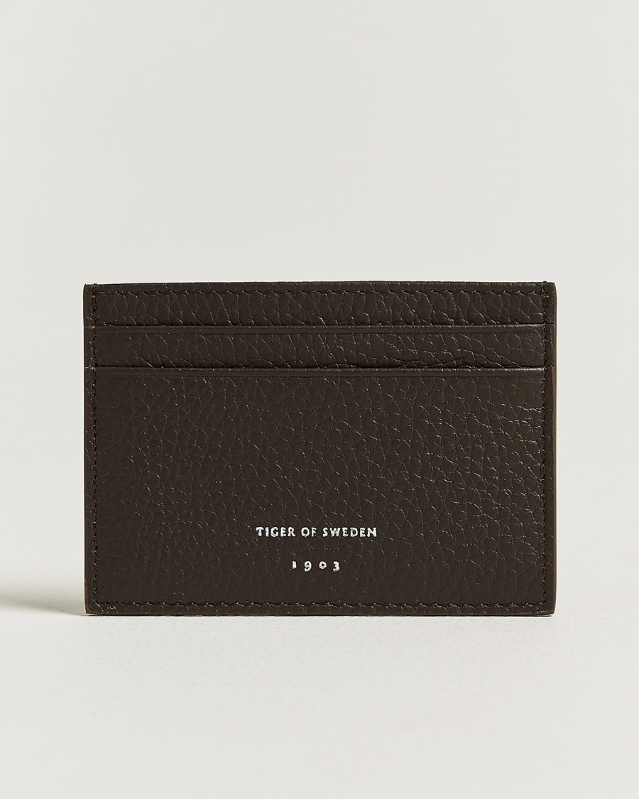 Heren | Portemonnees | Tiger of Sweden | Wharf Leather Card Holder Dark Brown