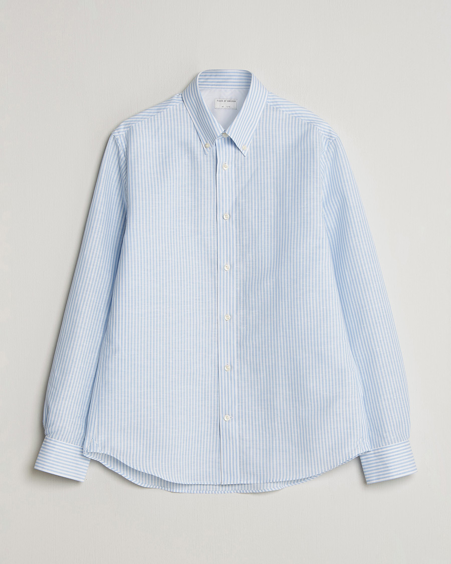 Heren | Overhemden | Tiger of Sweden | Bjorn Cotton/Linen Striped Shirt Heaven