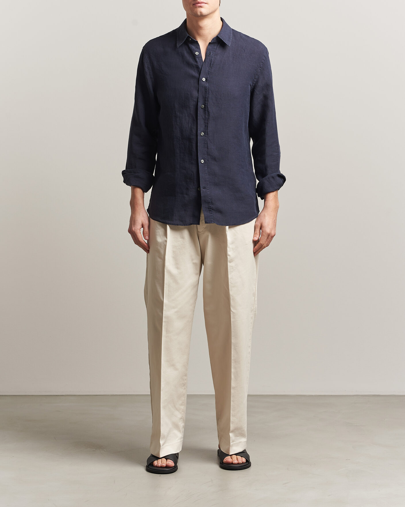 Heren | Overhemden | Tiger of Sweden | Spenser Linen Shirt Midnight Blue