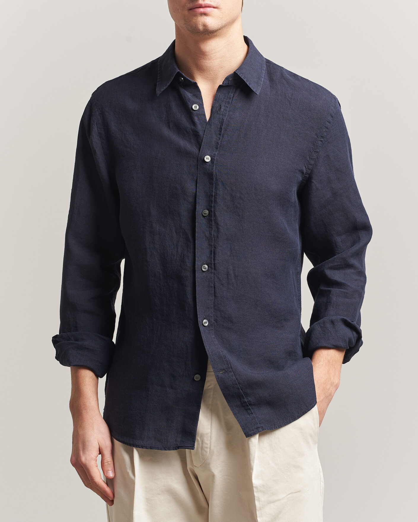 Heren | Overhemden | Tiger of Sweden | Spenser Linen Shirt Midnight Blue