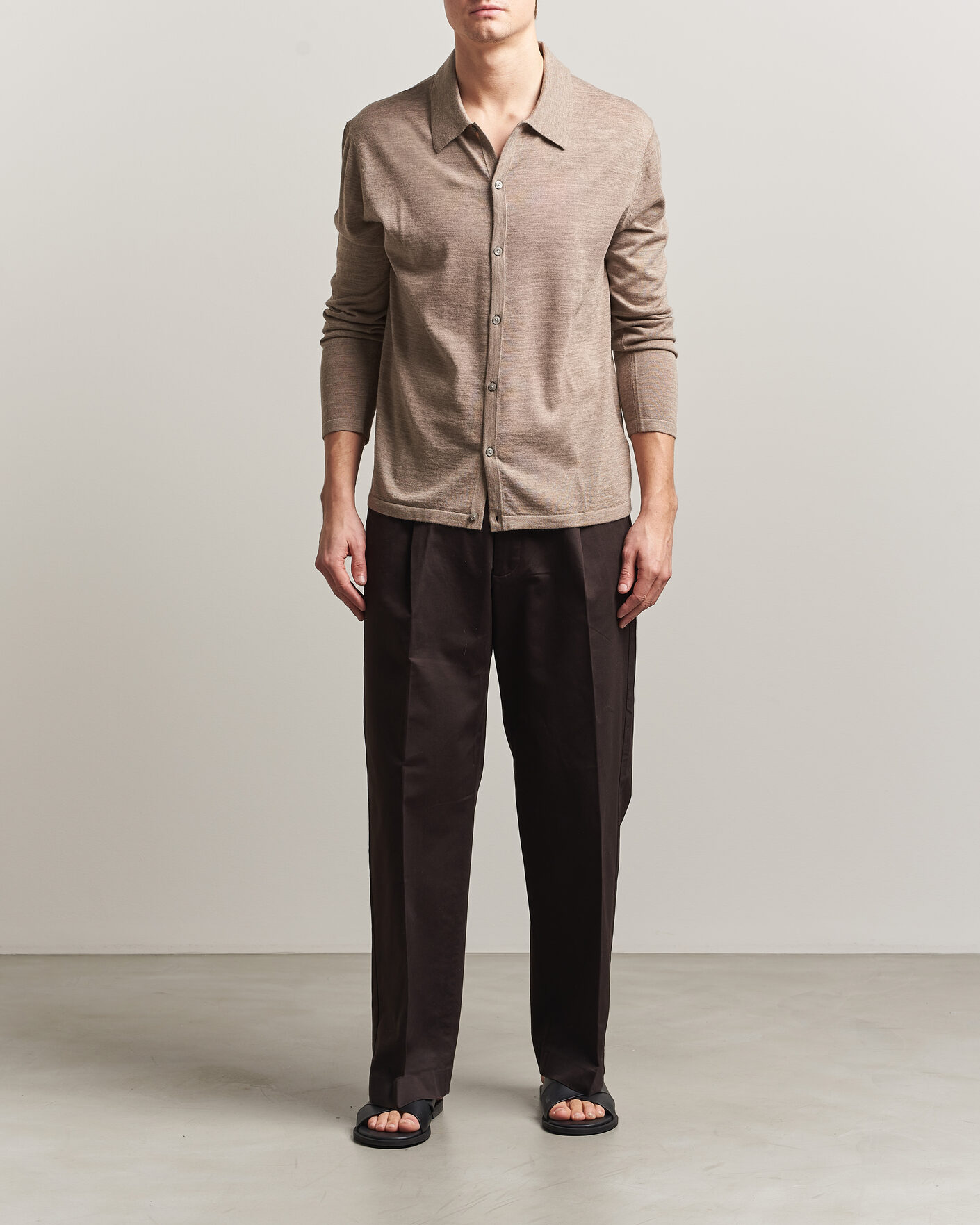 Heren | Truien | Tiger of Sweden | Verklin Merino Knitted Cardigan Beige Melange