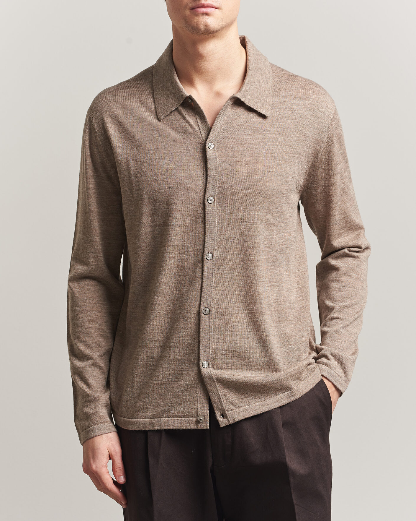 Heren | Truien | Tiger of Sweden | Verklin Merino Knitted Cardigan Beige Melange