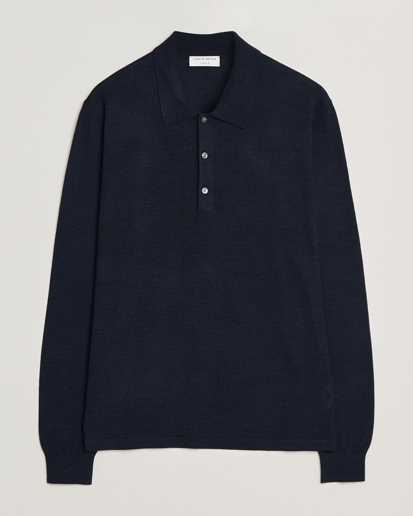 Heren | Truien | Tiger of Sweden | Eross Merino Knitted Polo Light Ink
