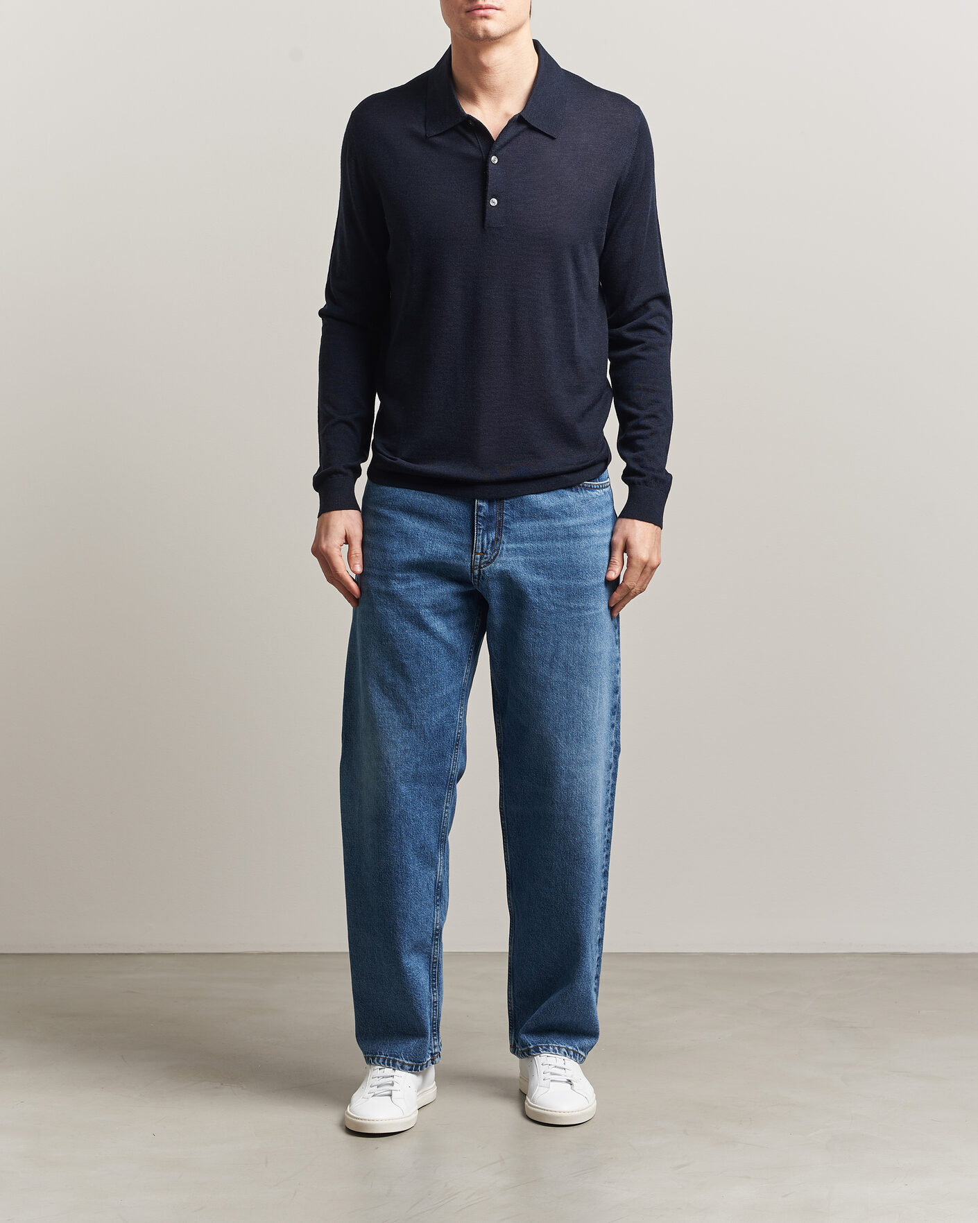 Heren | Truien | Tiger of Sweden | Eross Merino Knitted Polo Light Ink