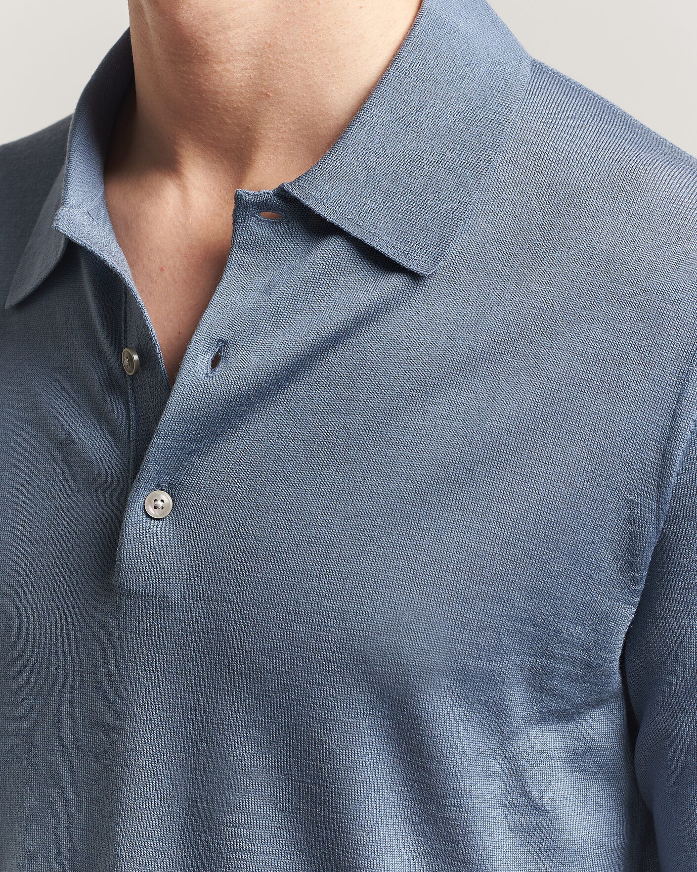 Heren | Truien | Tiger of Sweden | Eross Merino Knitted Polo Dull Blue