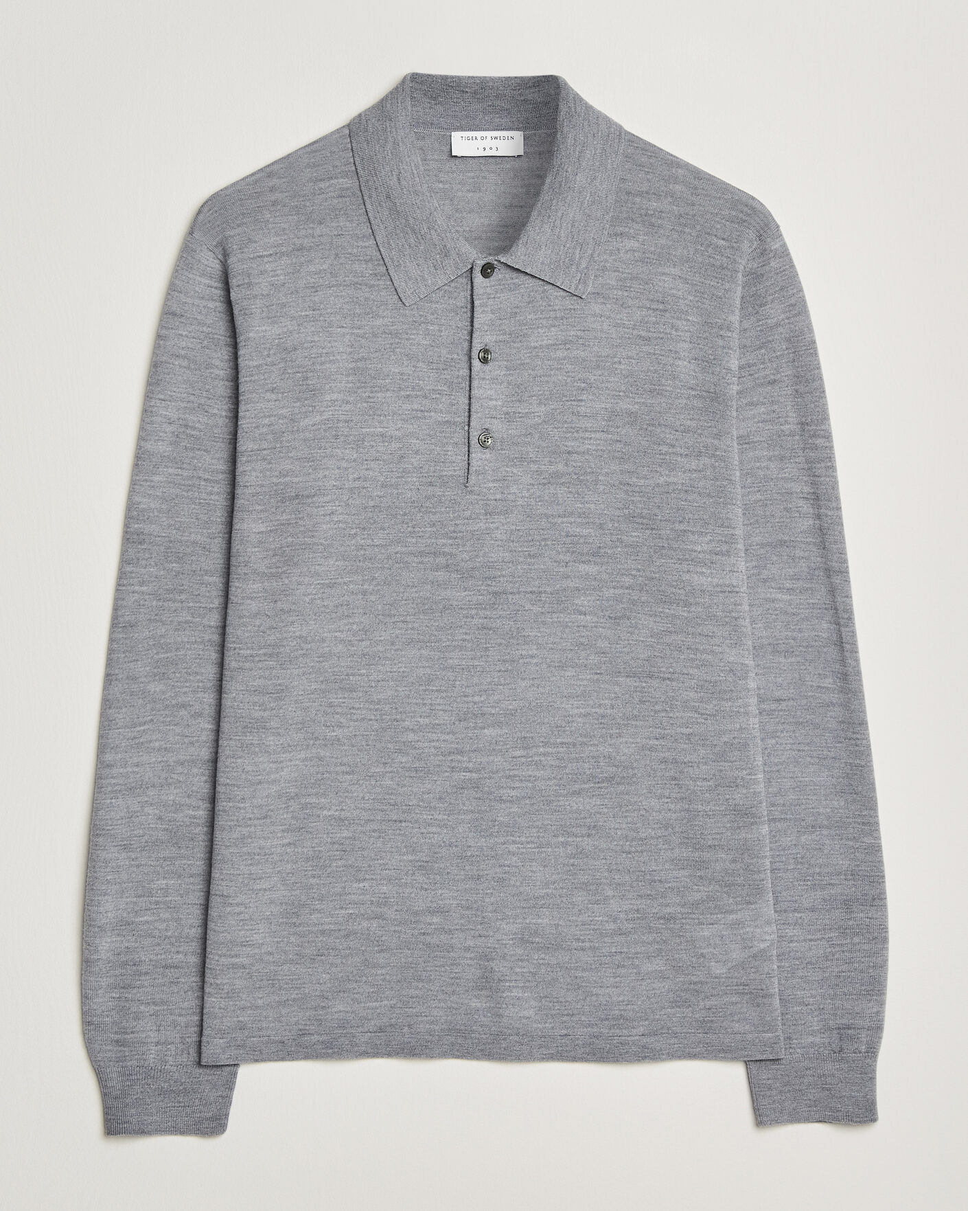Heren | Truien | Tiger of Sweden | Eross Merino Knitted Polo Grey Melange