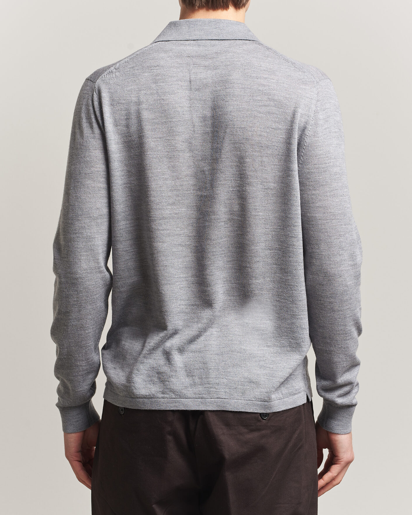 Heren | Truien | Tiger of Sweden | Eross Merino Knitted Polo Grey Melange